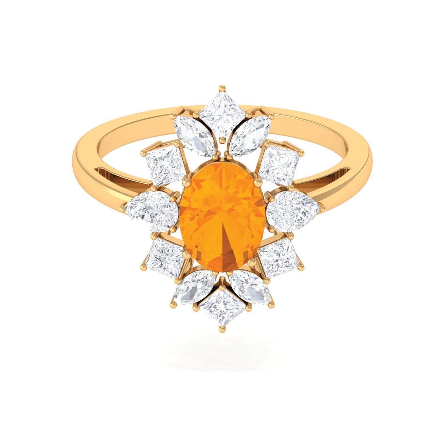 2.25 CT Oval Fire Opal Cocktail Engagement Ring with Moissanite