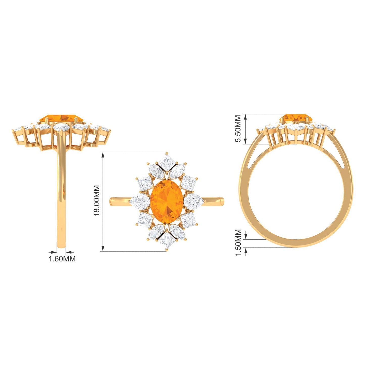 2.25 CT Oval Fire Opal Cocktail Engagement Ring with Moissanite