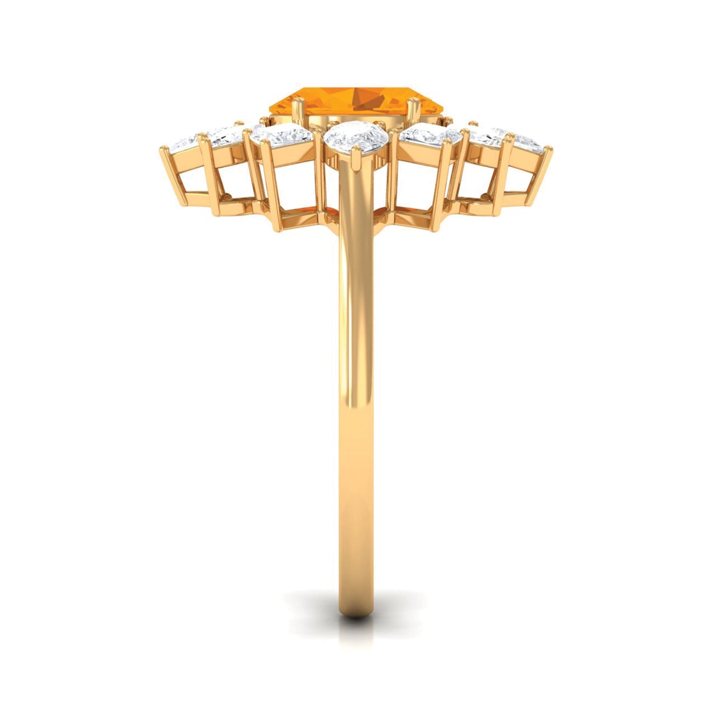 2.25 CT Oval Fire Opal Cocktail Engagement Ring with Moissanite