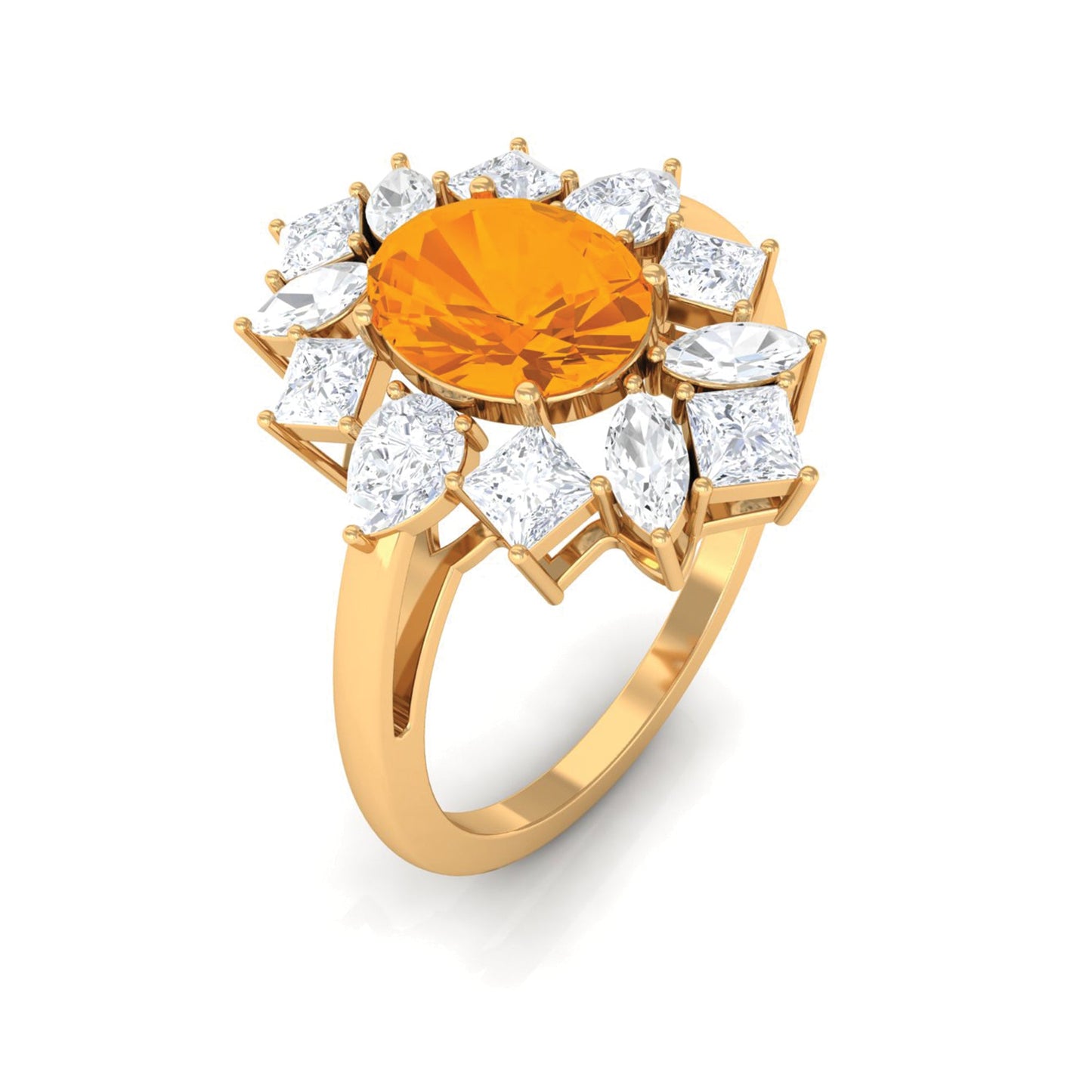 2.25 CT Oval Fire Opal Cocktail Engagement Ring with Moissanite