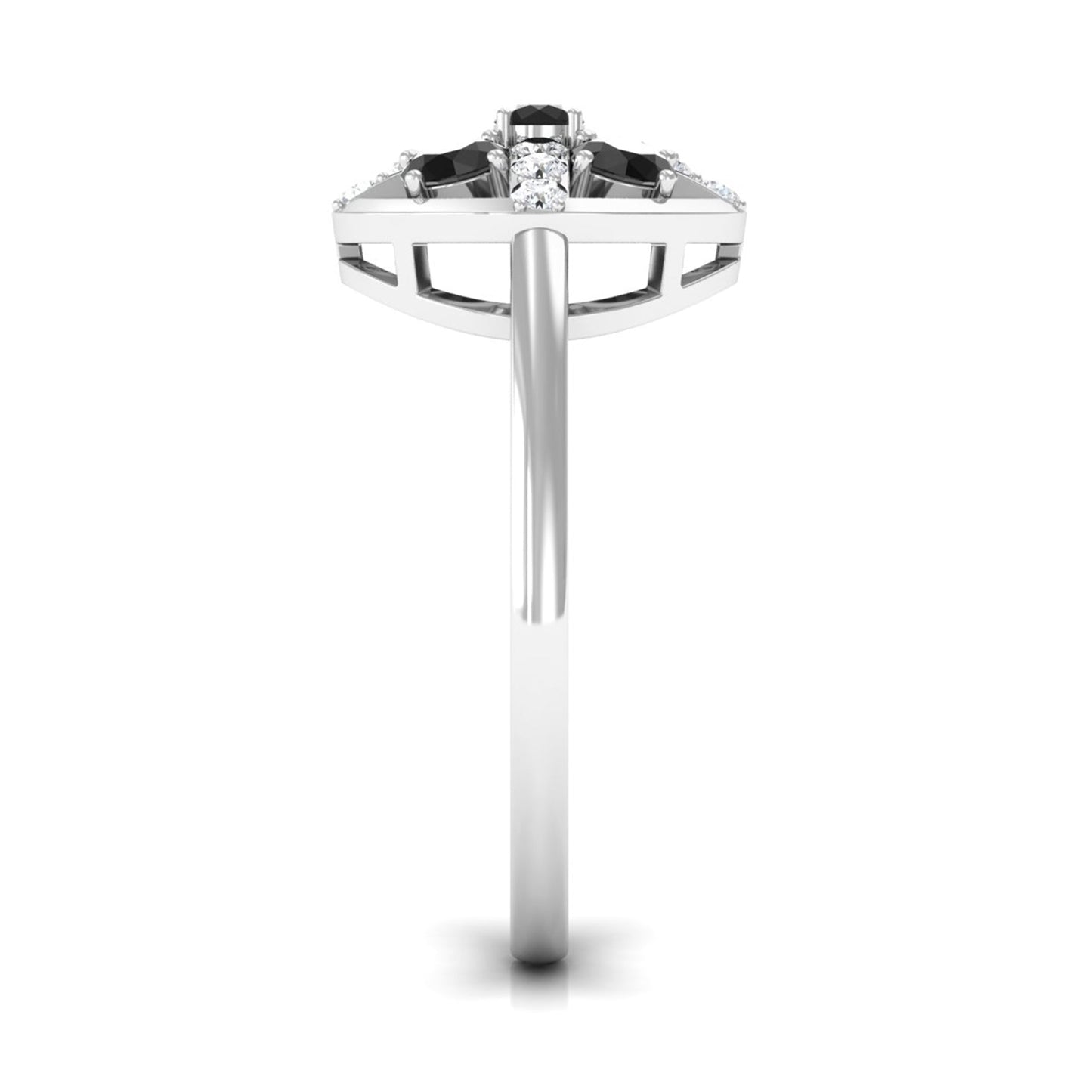 3/4 CT Black Spinel and Diamond Contemporary Ring