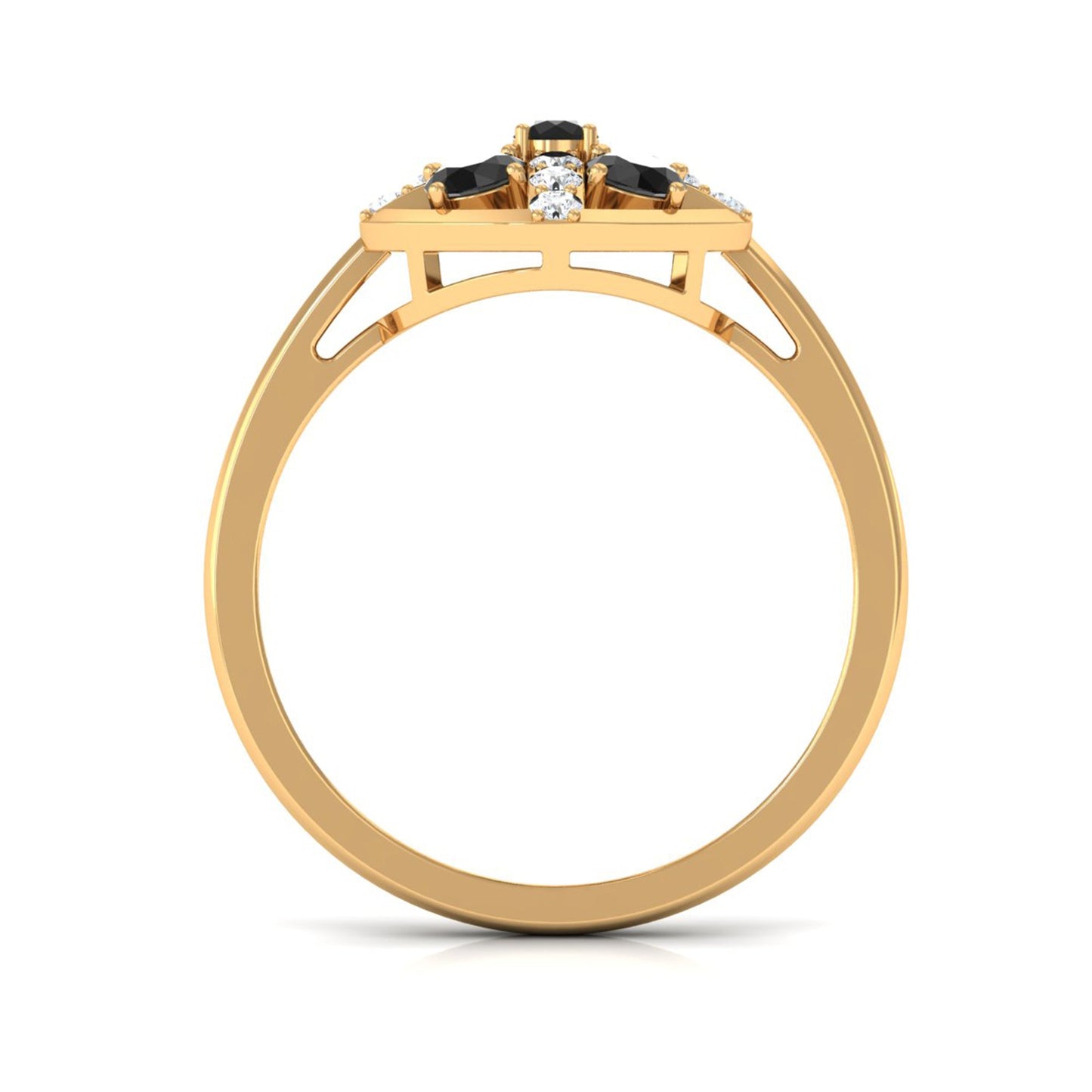 3/4 CT Black Spinel and Diamond Contemporary Ring