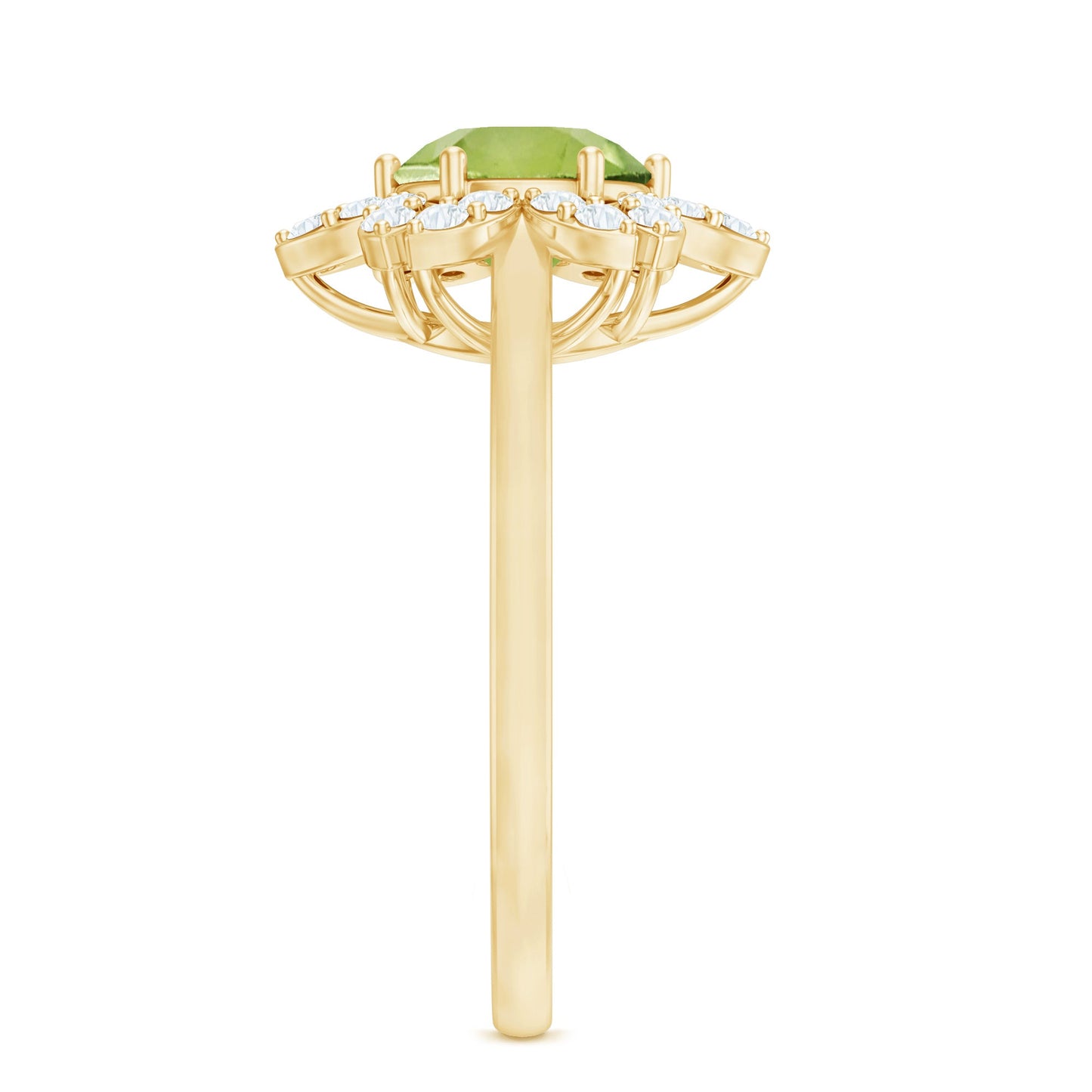 Natural 2 Carat Peridot Flower Engagement Ring with Moissanite