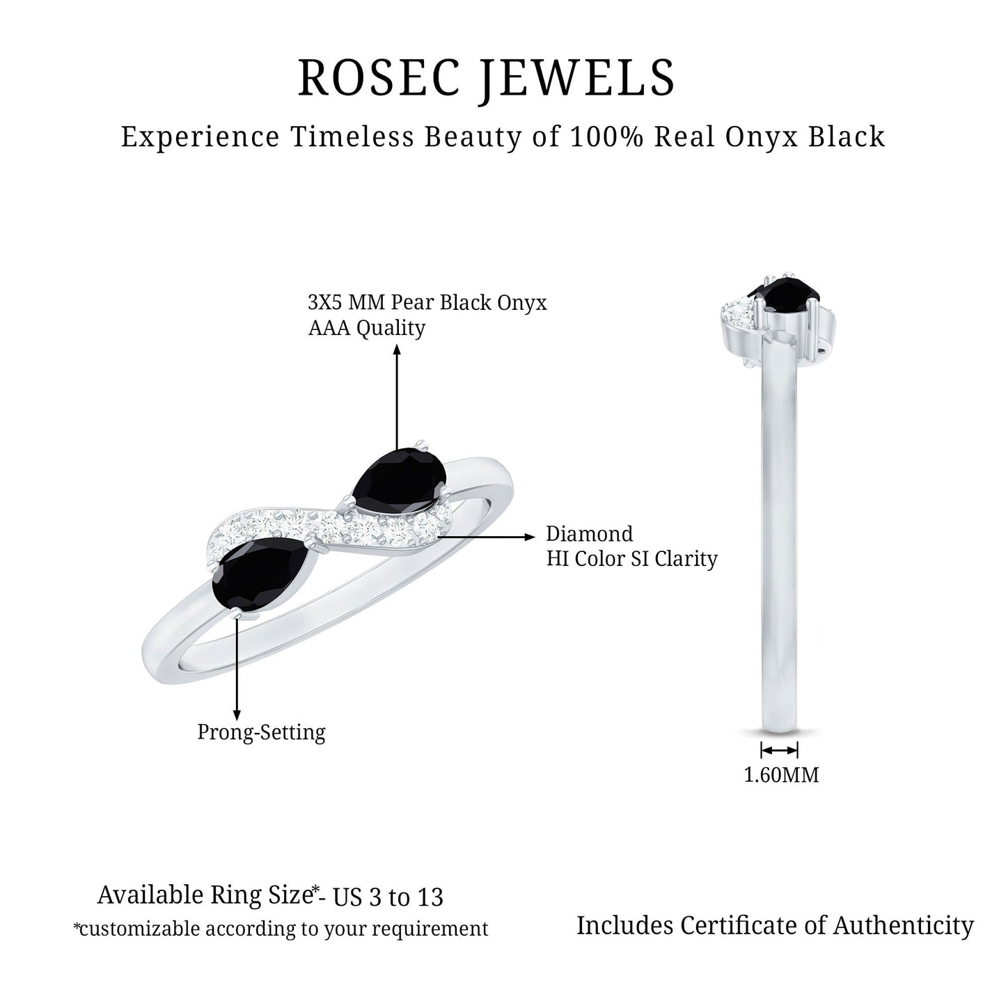 Black Onyx and Diamond Infinity Promise Ring