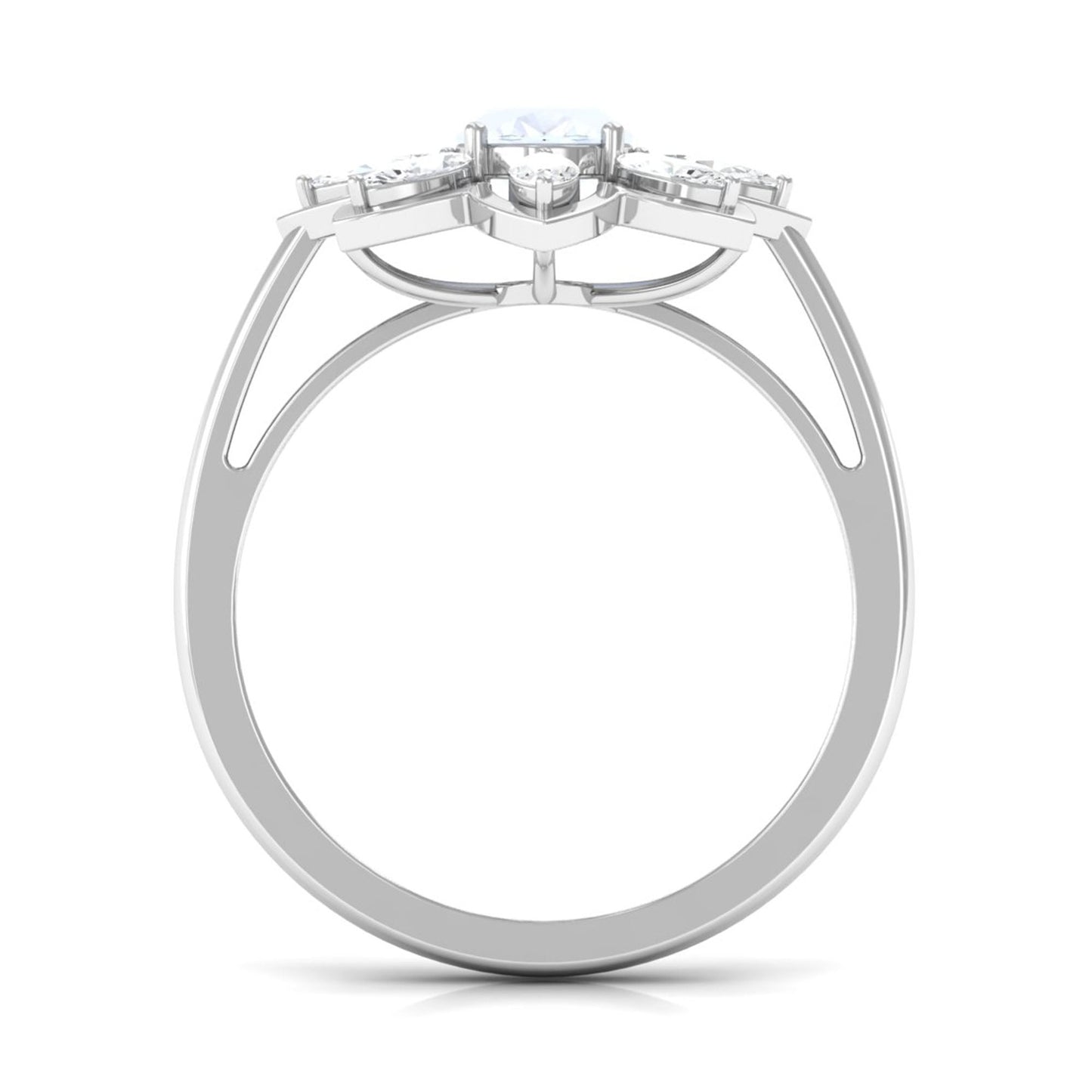 1.75 CT Oval Cut Moonstone and Moissanite Flower Cocktail Ring
