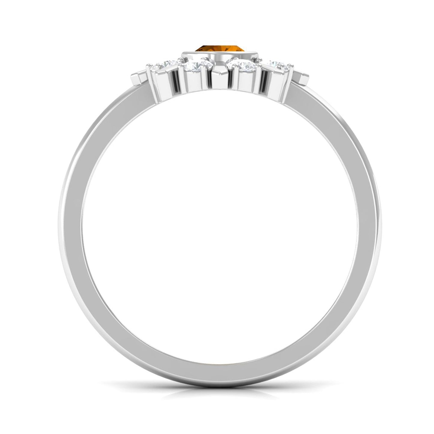 0.50 CT Citrine Statement Ring with Diamond Stones