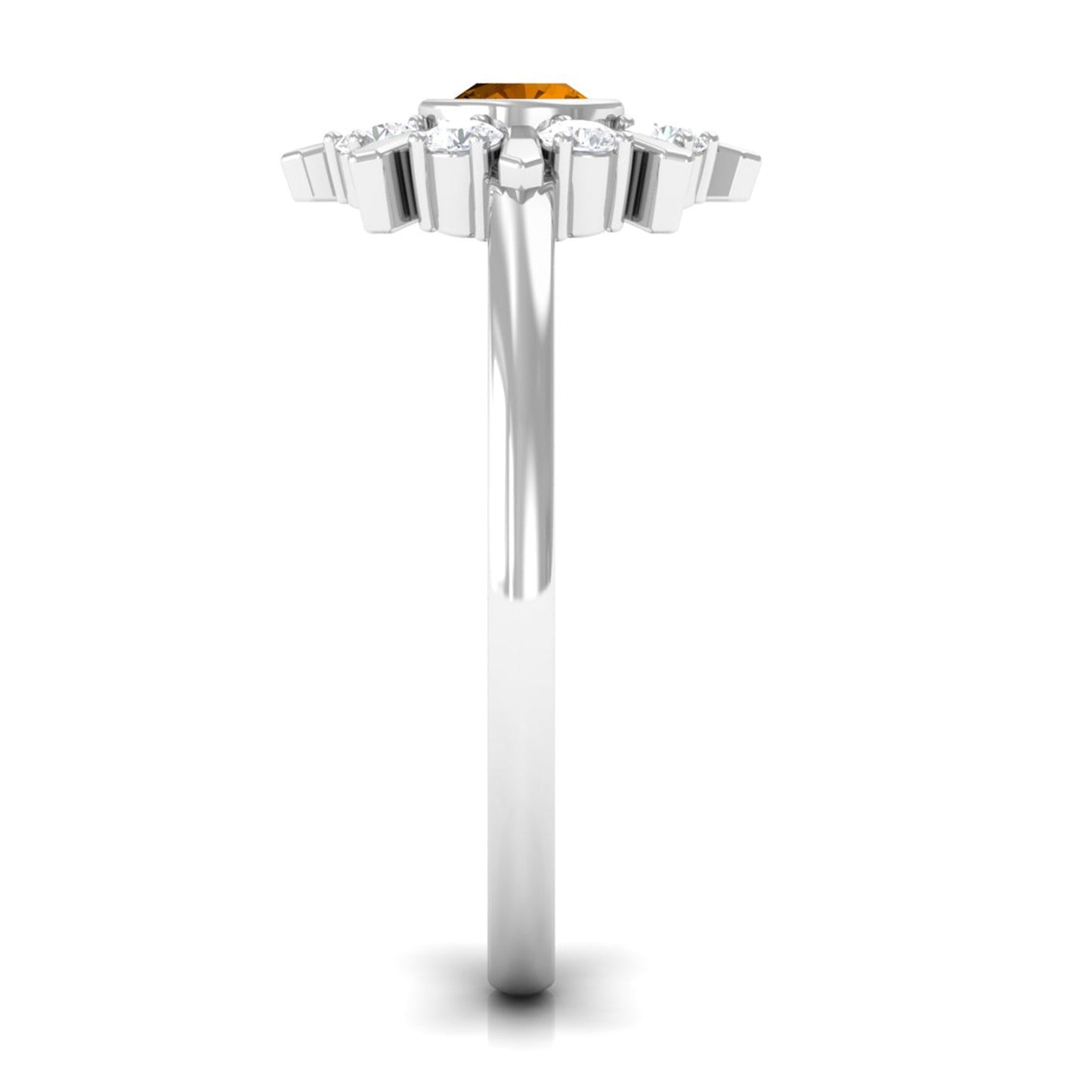 0.50 CT Citrine Statement Ring with Diamond Stones