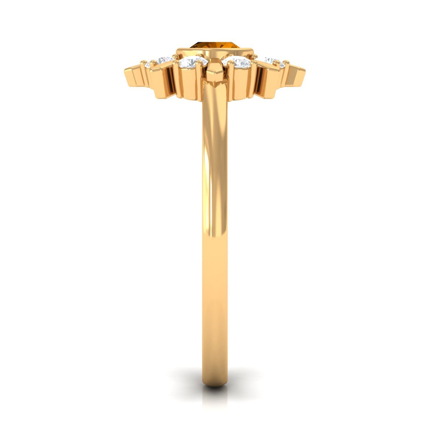 0.50 CT Citrine Statement Ring with Diamond Stones