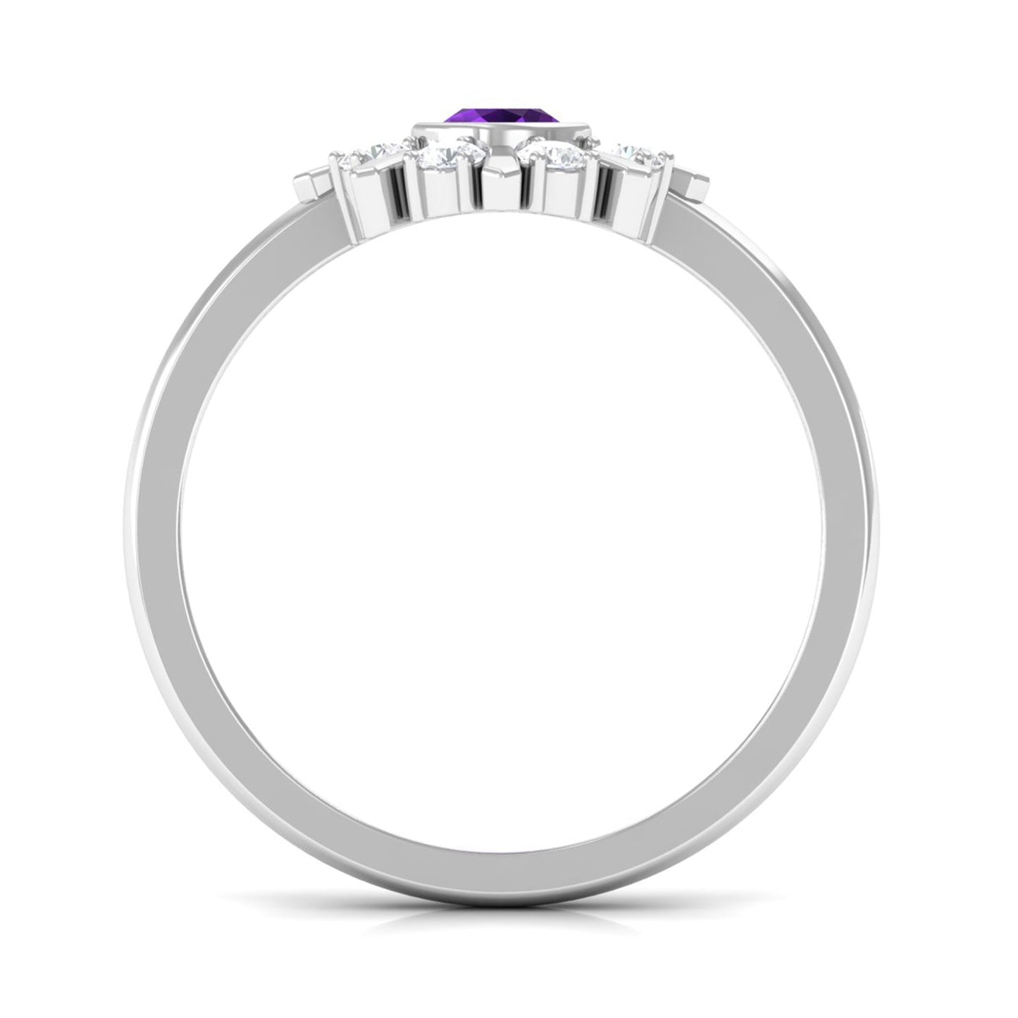 Bezel Set Amethyst Statement Ring with Diamond