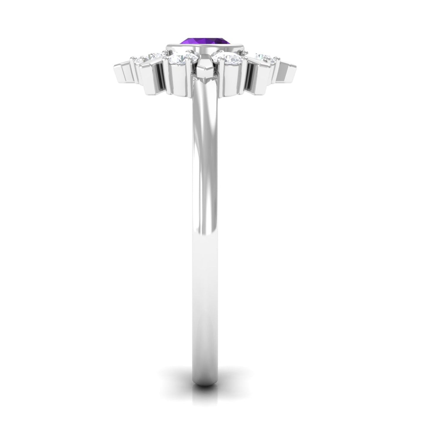 Bezel Set Amethyst Statement Ring with Diamond