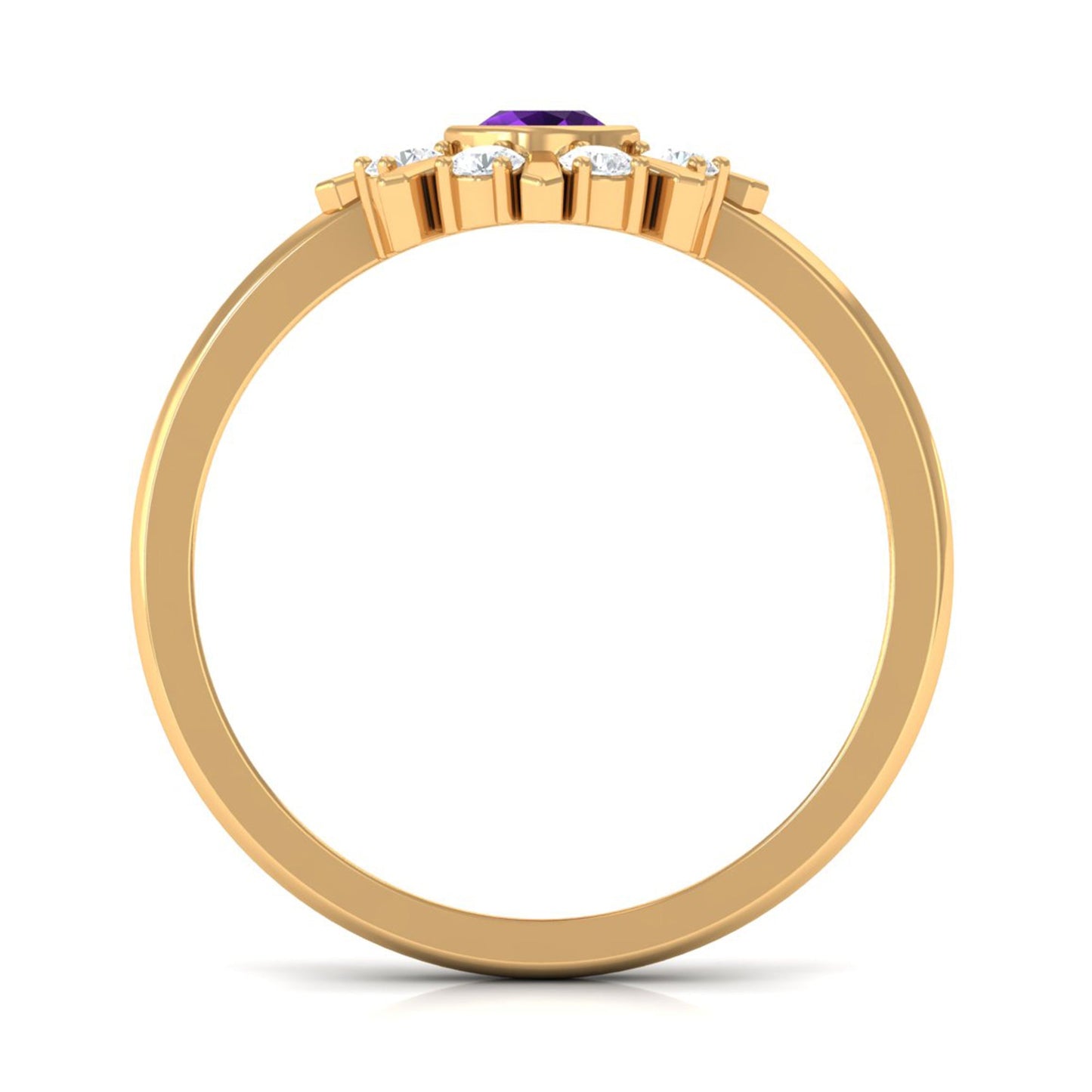 Bezel Set Amethyst Statement Ring with Diamond