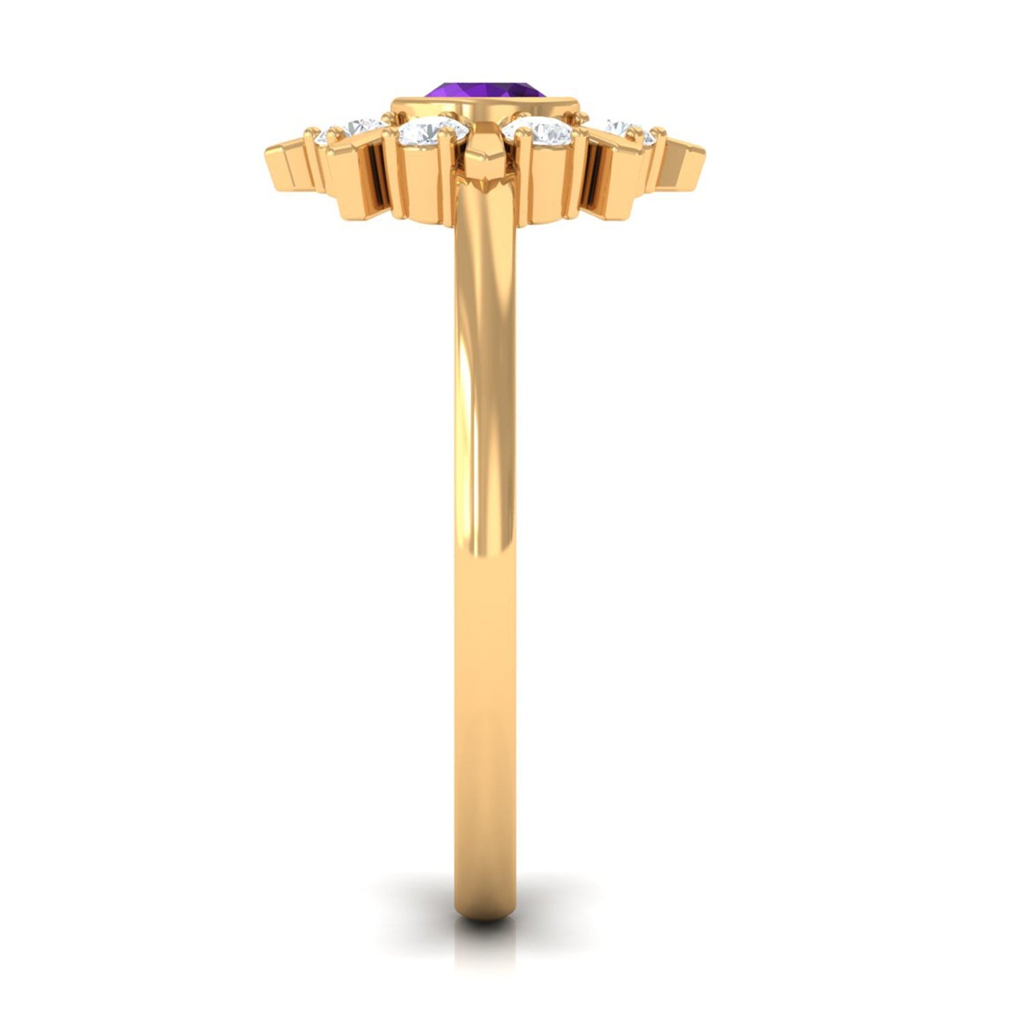 Bezel Set Amethyst Statement Ring with Diamond