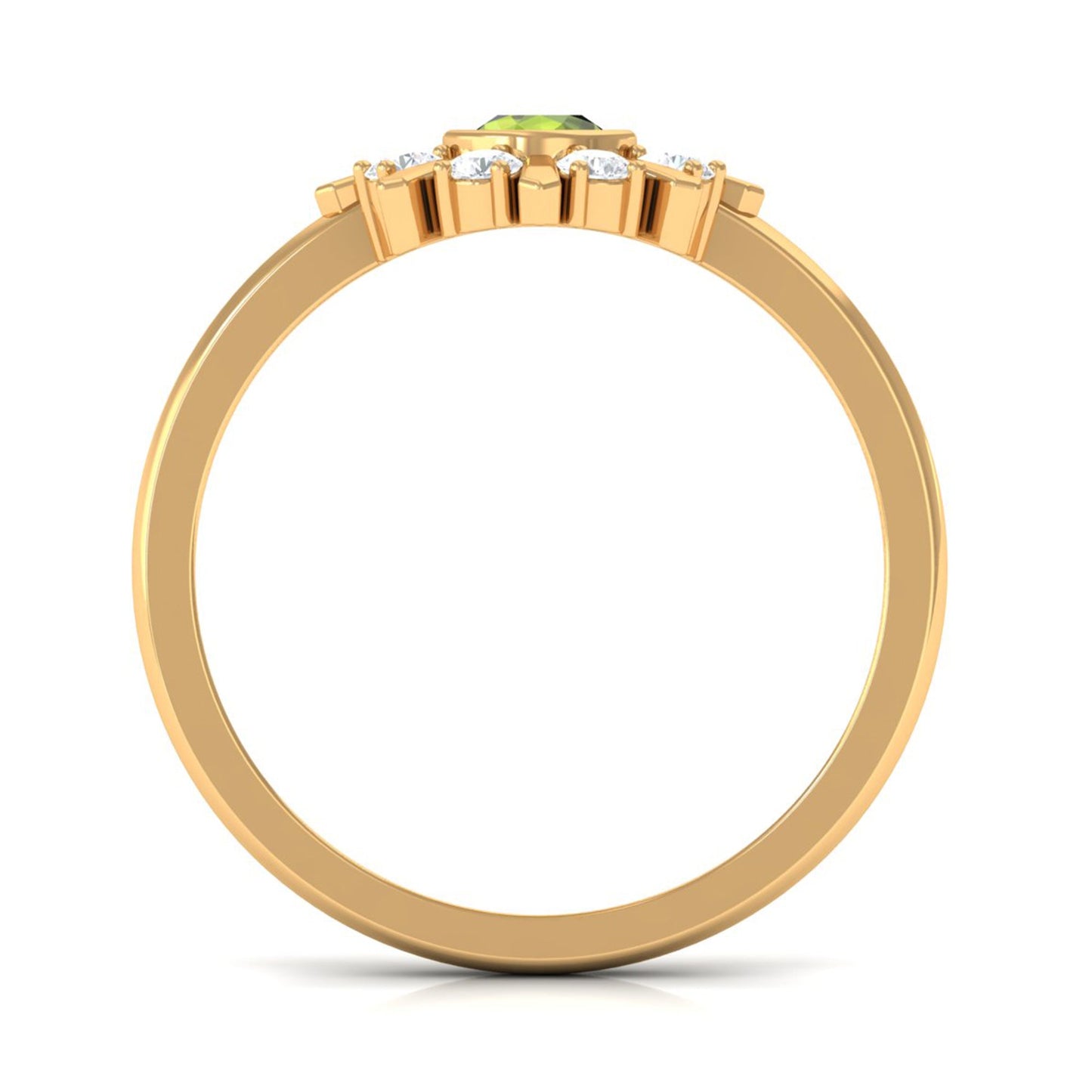 0.50 CT Natural Peridot Statement Ring with Diamond Stones