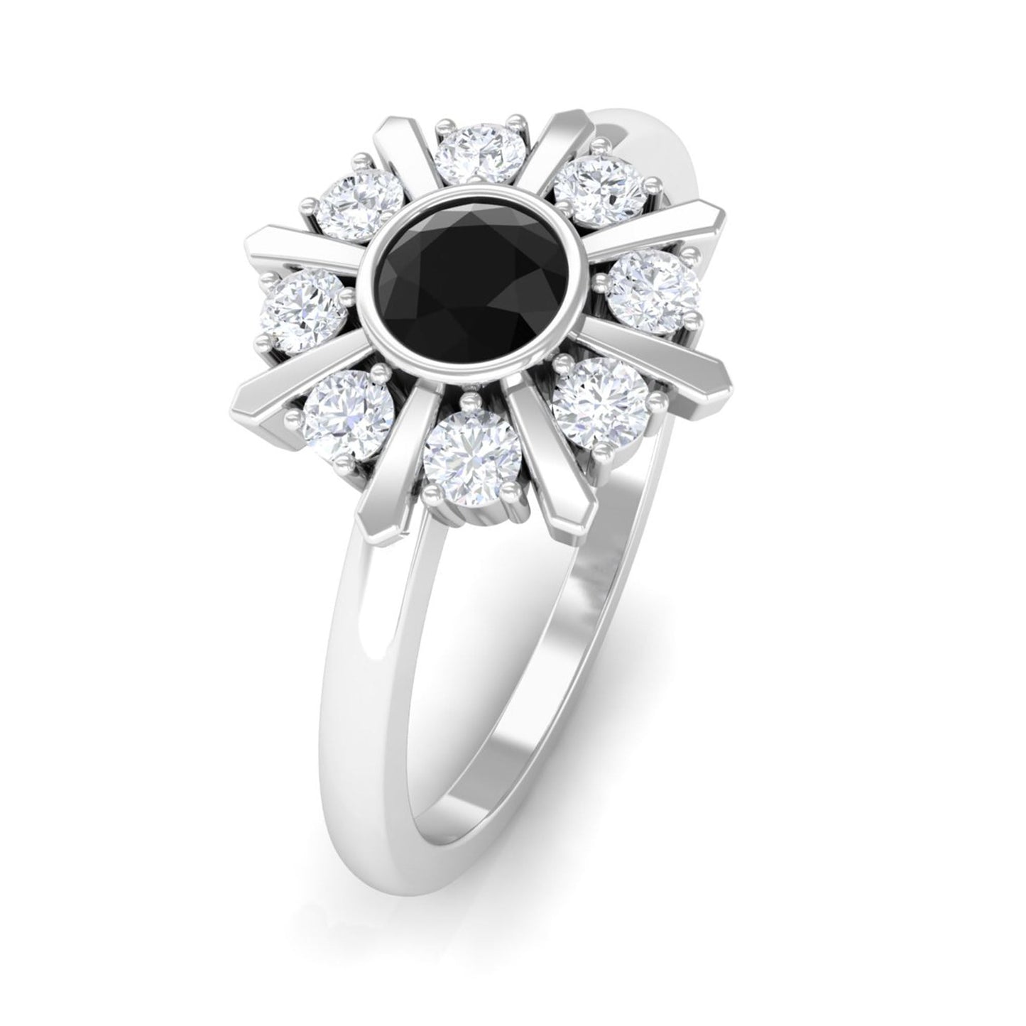 3/4 CT Black Spinel and Diamond Statement Ring