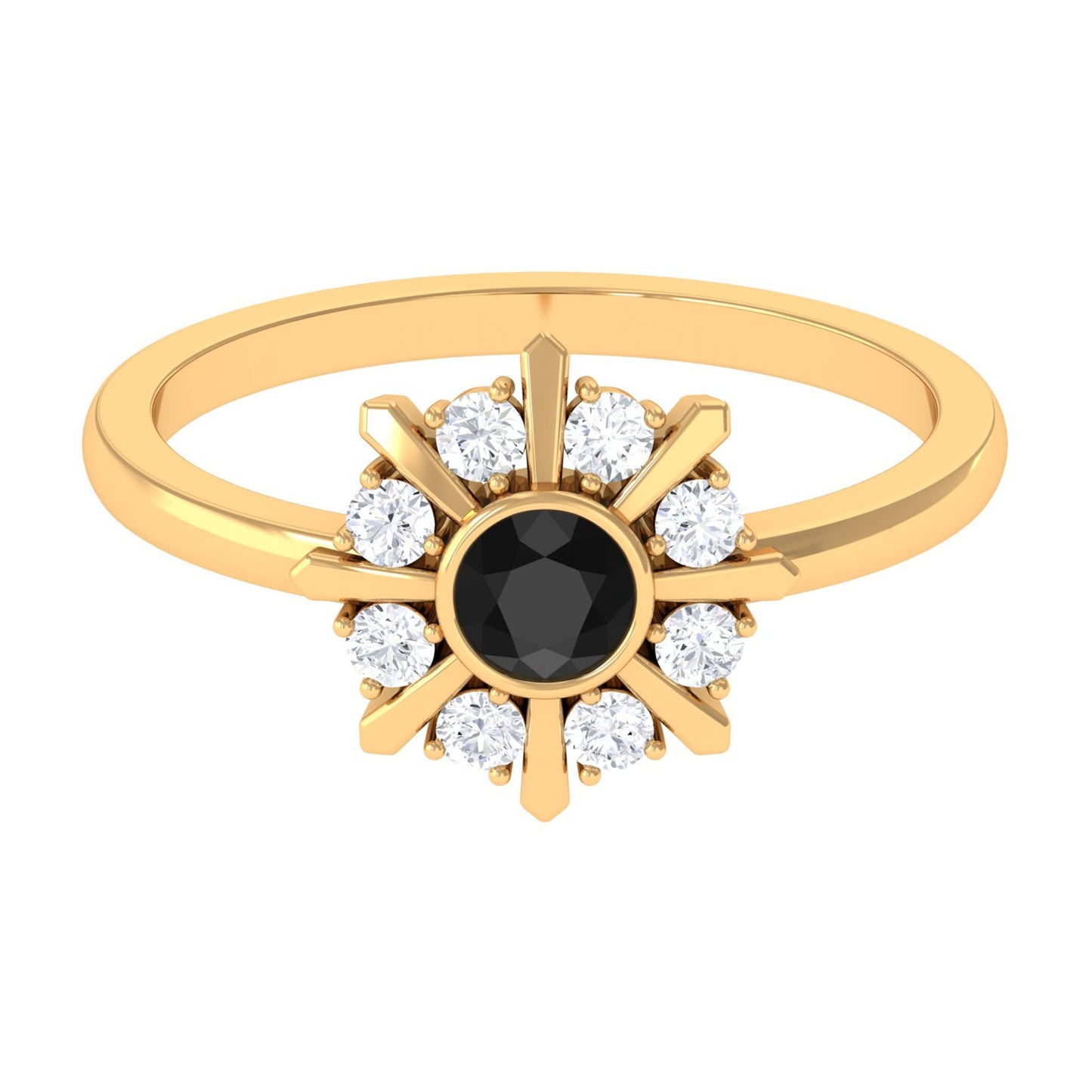 3/4 CT Black Spinel and Diamond Statement Ring
