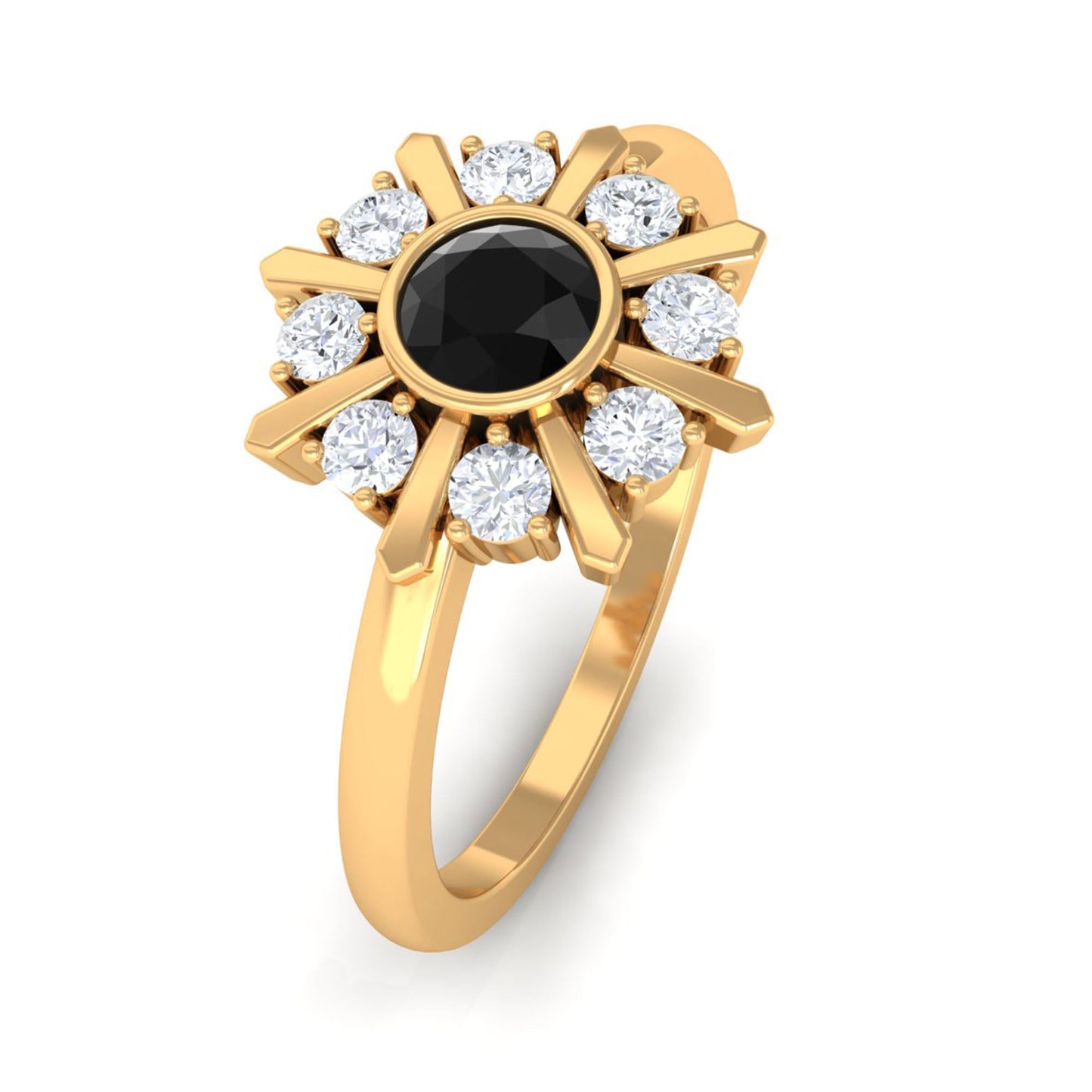 3/4 CT Black Spinel and Diamond Statement Ring