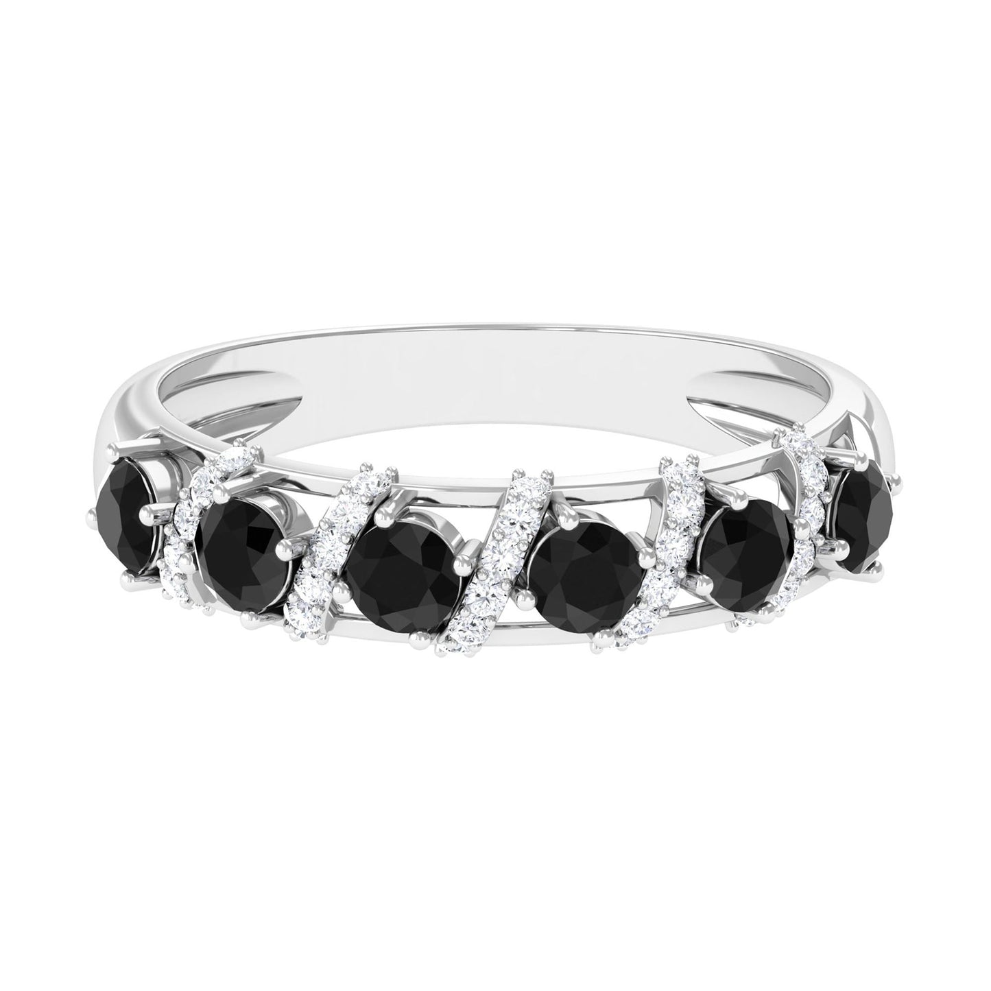 Black Spinel Designer Anniversary Band with Diamond