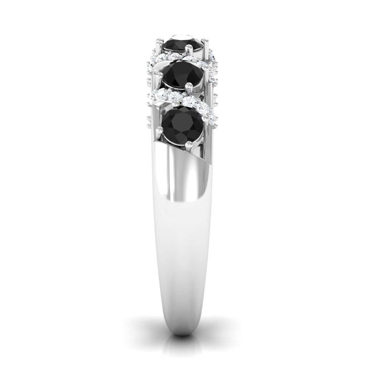 Black Spinel Designer Anniversary Band with Diamond