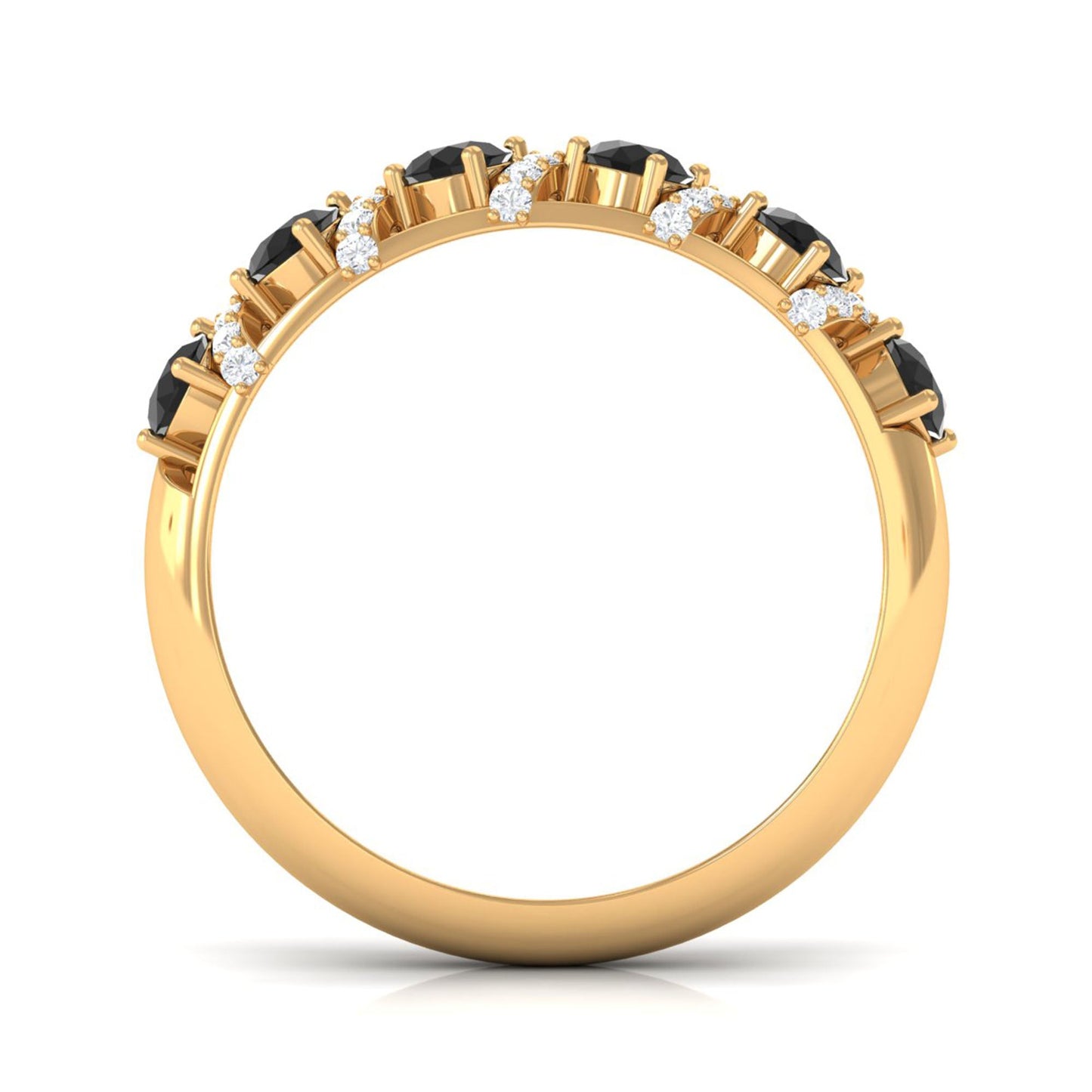 Black Spinel Designer Anniversary Band with Diamond