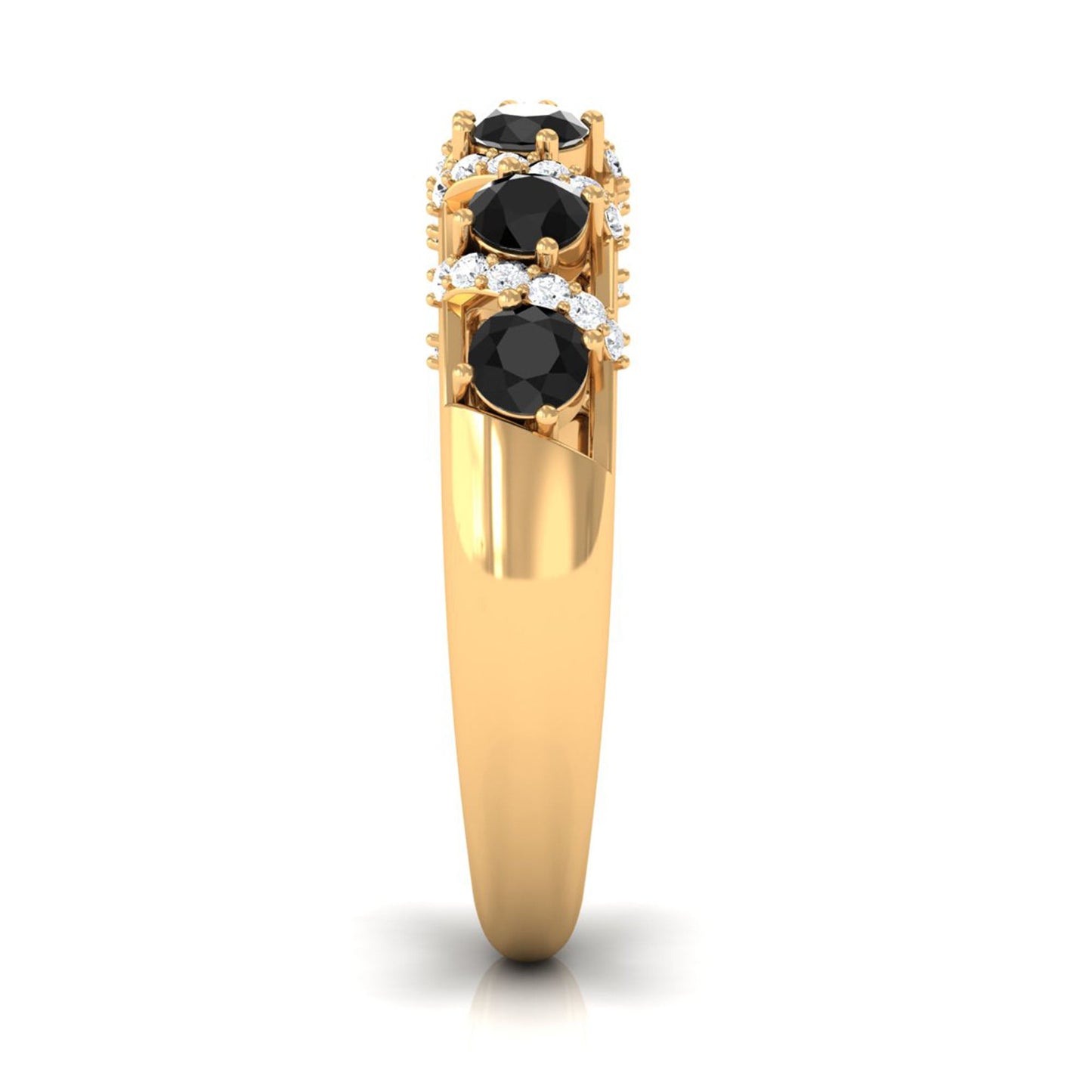 Black Spinel Designer Anniversary Band with Diamond