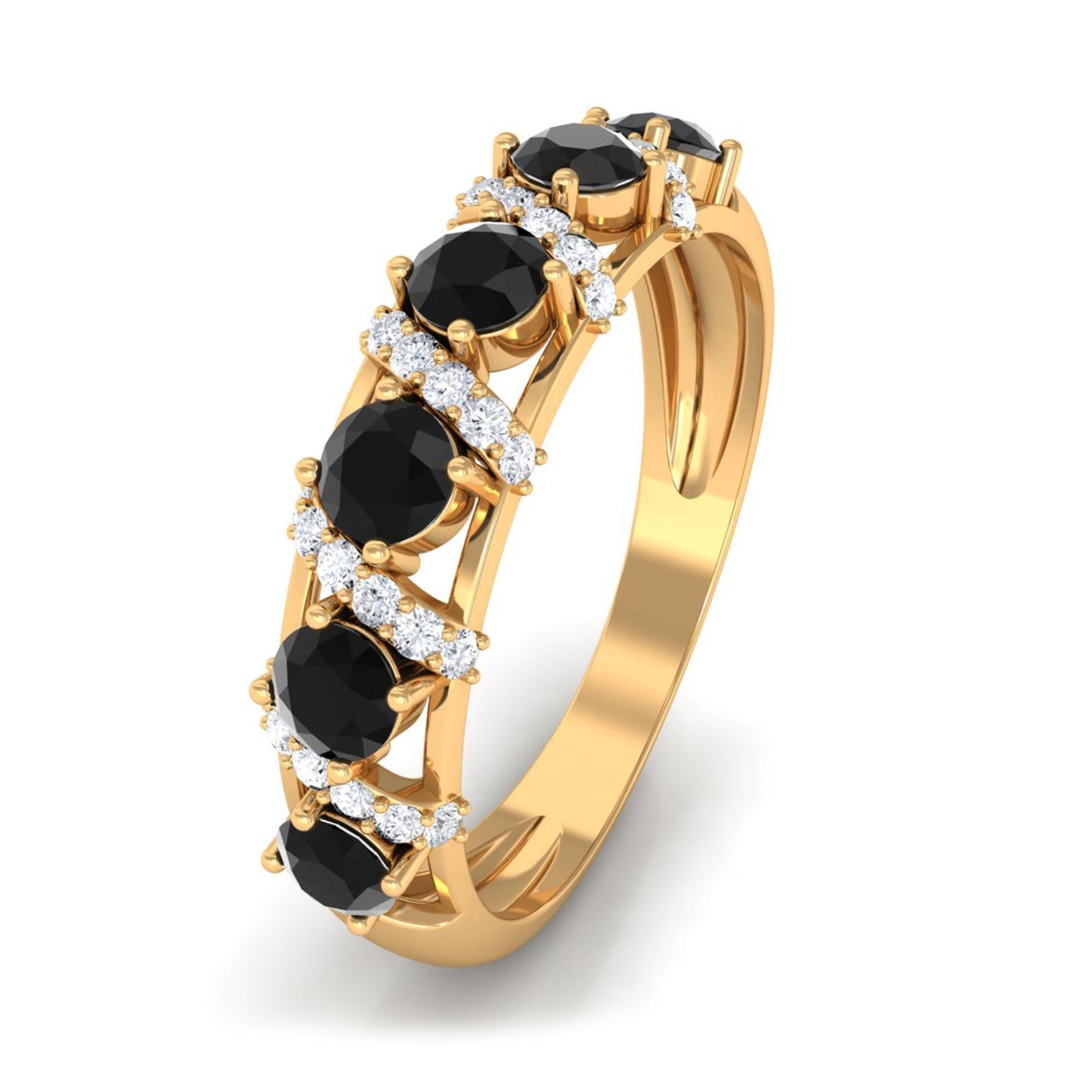 Black Spinel Designer Anniversary Band with Diamond