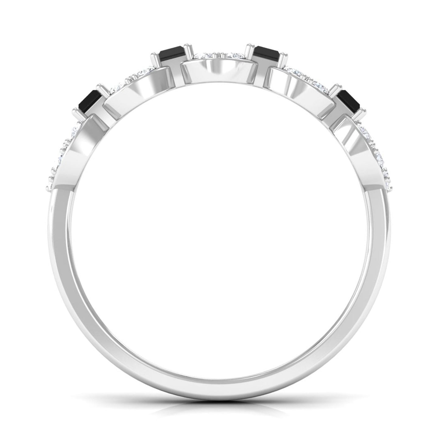 1 CT Black Spinel and Diamond Half Eternity Ring