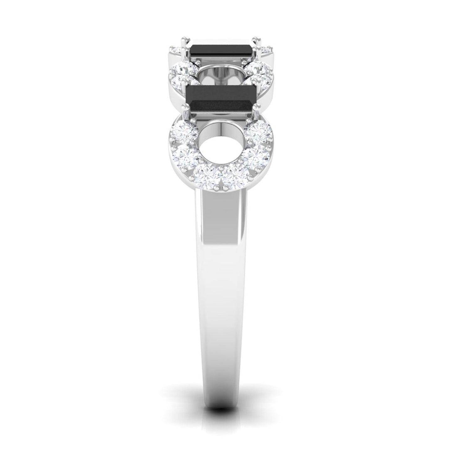 1 CT Black Spinel and Diamond Half Eternity Ring