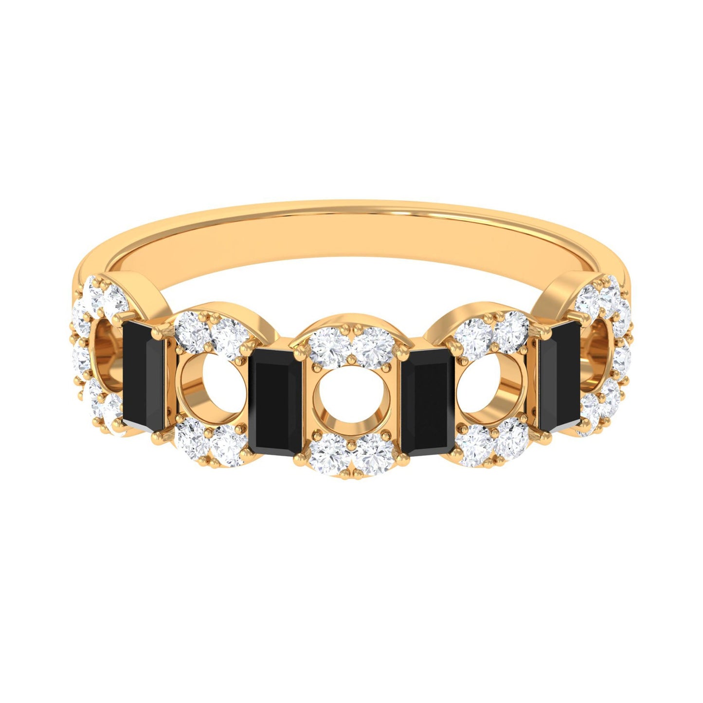 1 CT Black Spinel and Diamond Half Eternity Ring