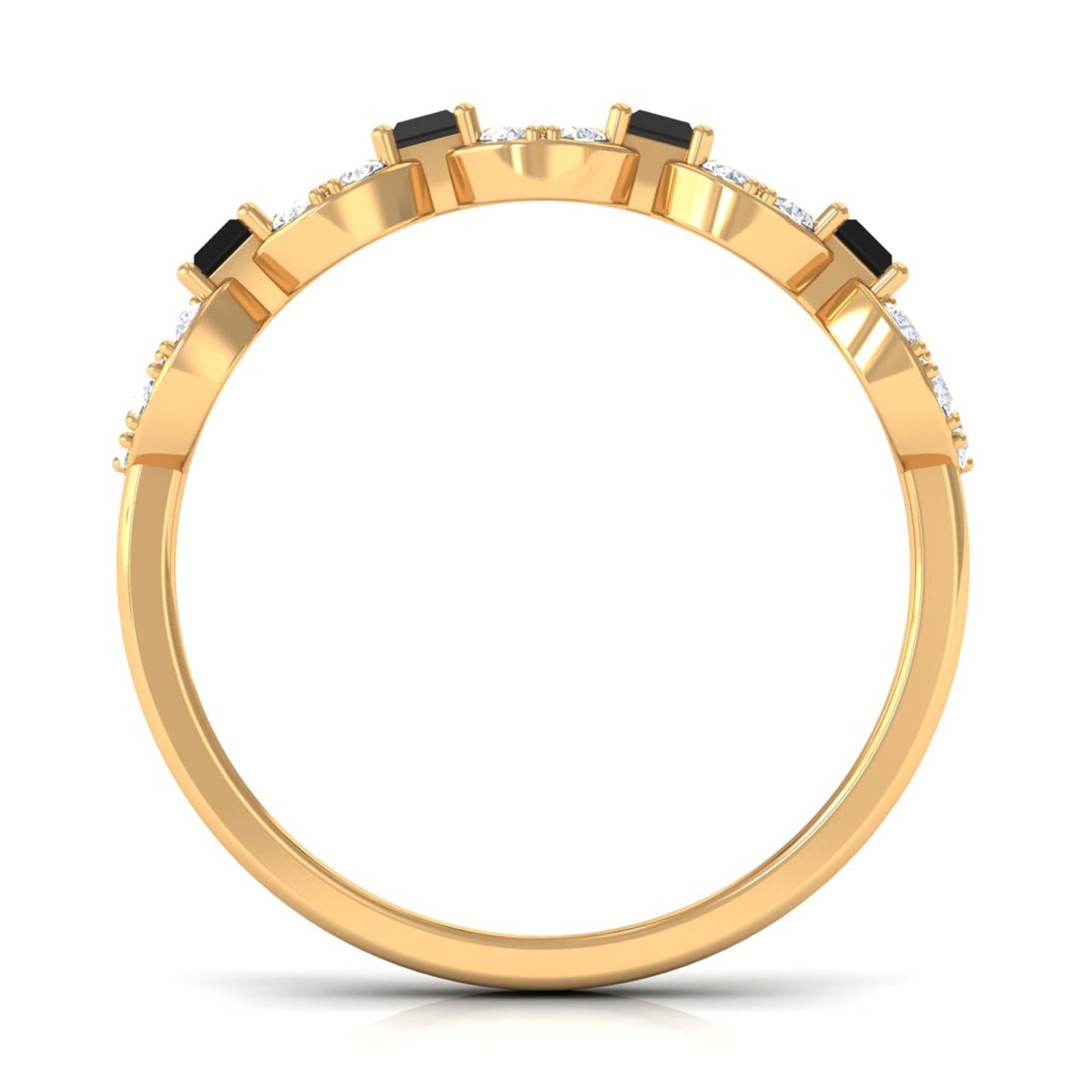 1 CT Black Spinel and Diamond Half Eternity Ring