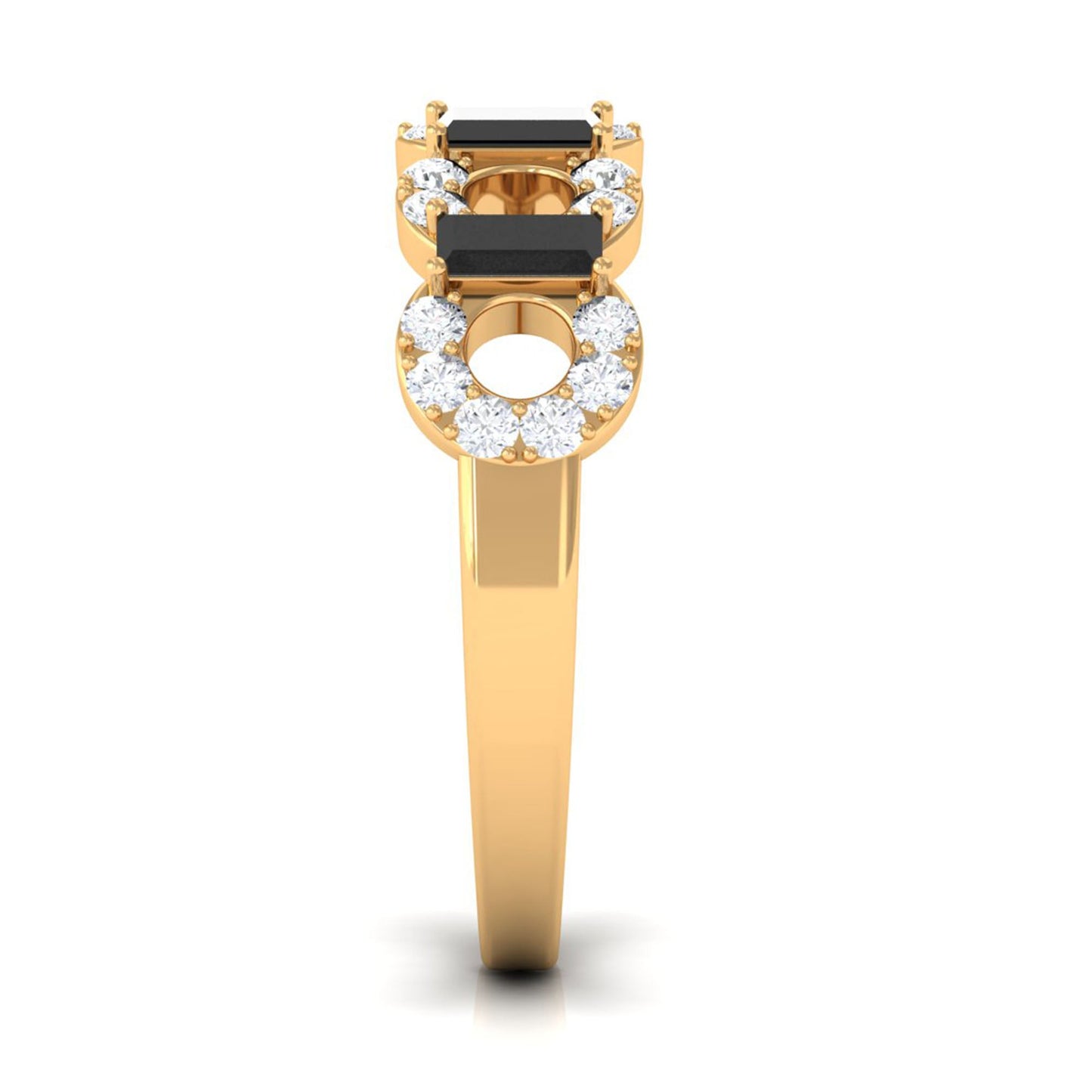1 CT Black Spinel and Diamond Half Eternity Ring