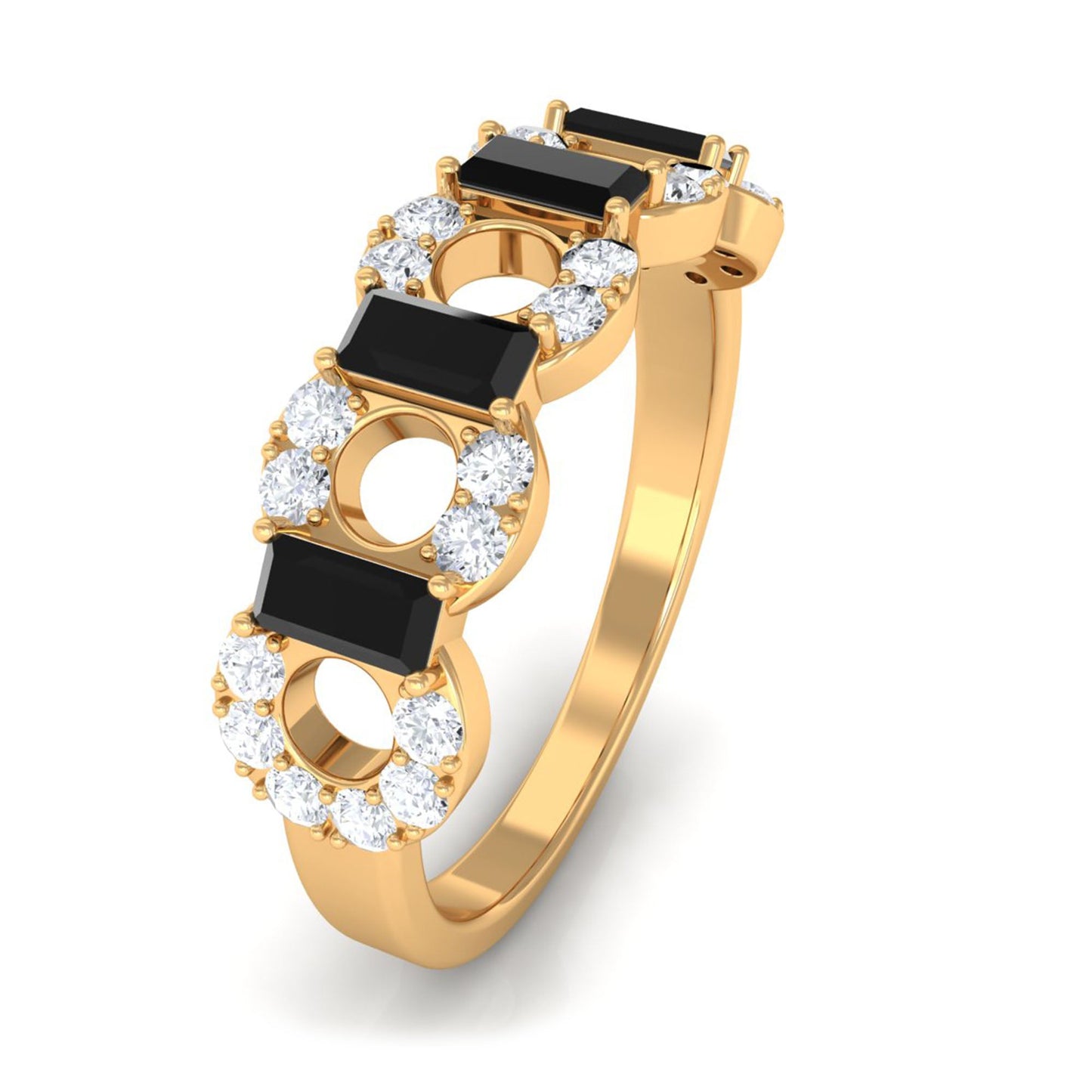 1 CT Black Spinel and Diamond Half Eternity Ring