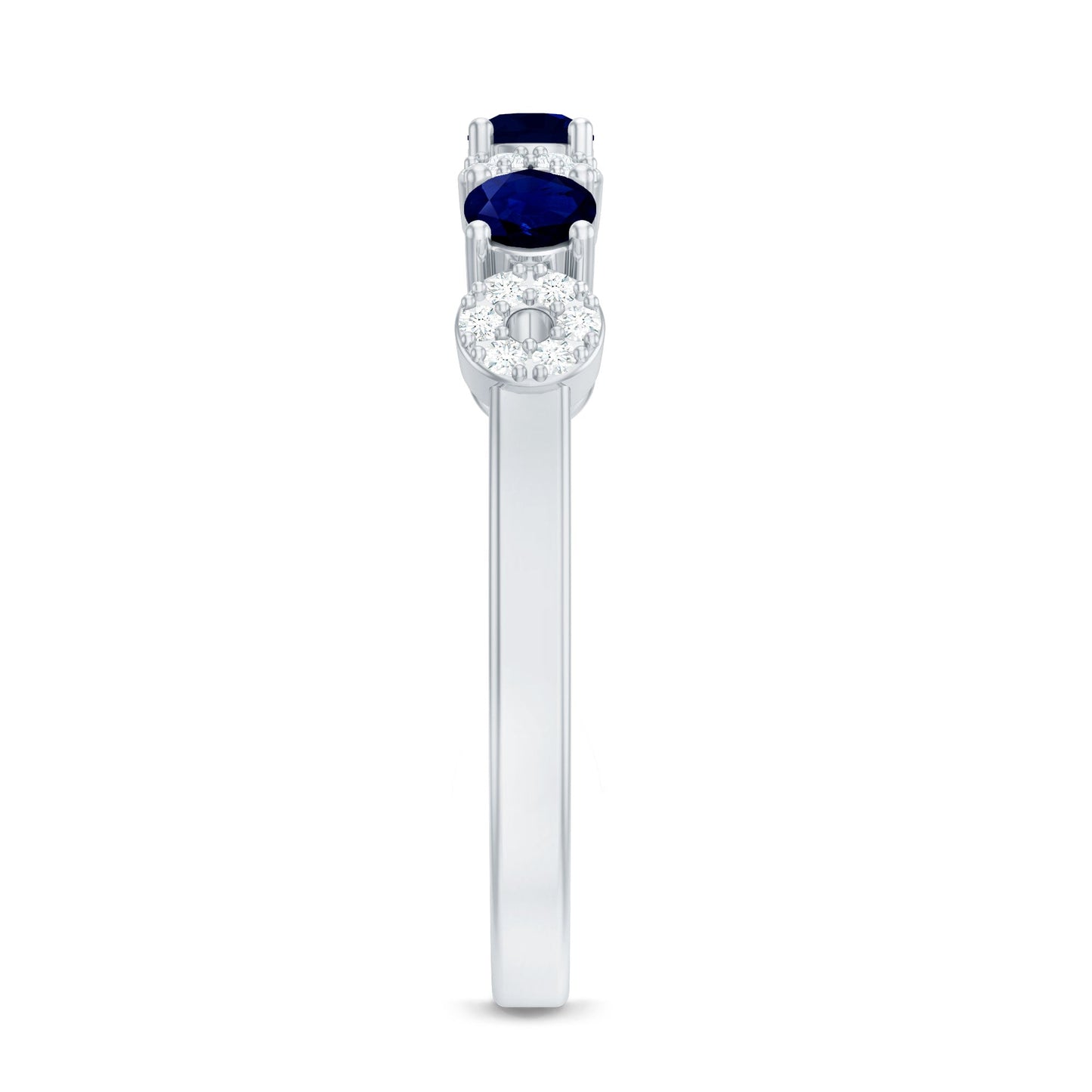 Blue Sapphire and Diamond Semi Eternity Ring