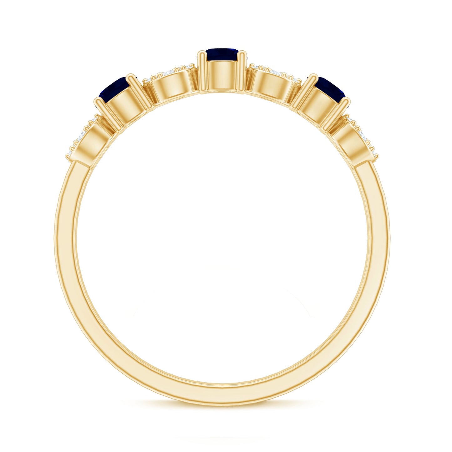 Blue Sapphire and Diamond Semi Eternity Ring