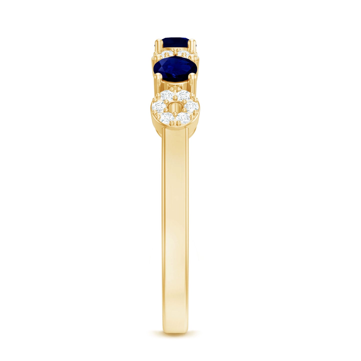 Blue Sapphire and Diamond Semi Eternity Ring