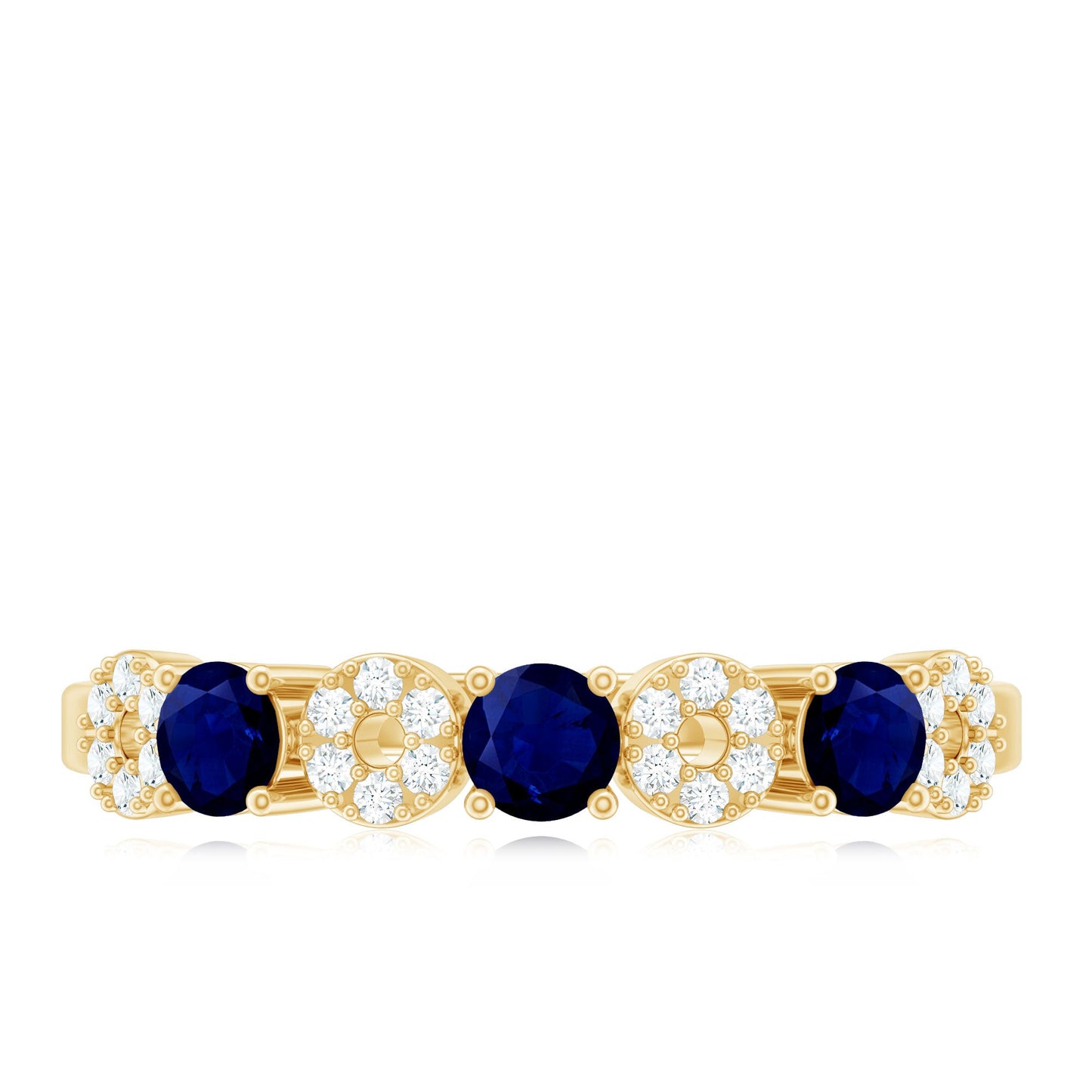 Blue Sapphire and Diamond Semi Eternity Ring