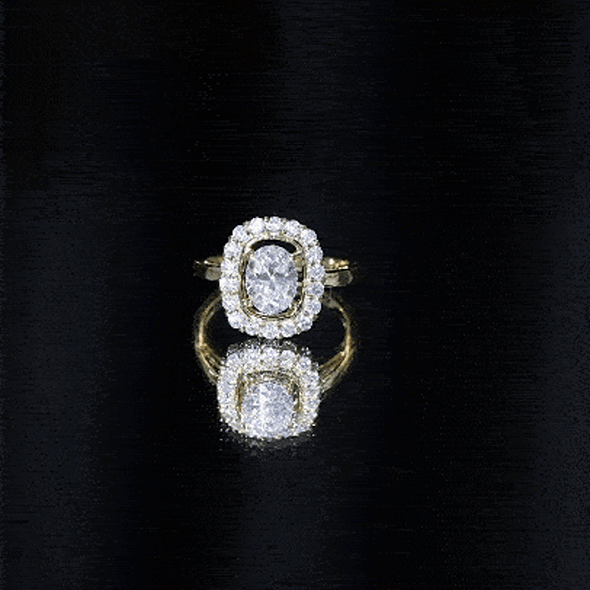 Oval Cubic Zirconia Halo Statement Engagement Ring