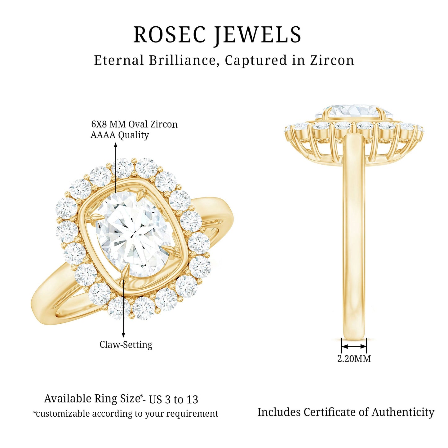 Oval Cubic Zirconia Halo Statement Engagement Ring