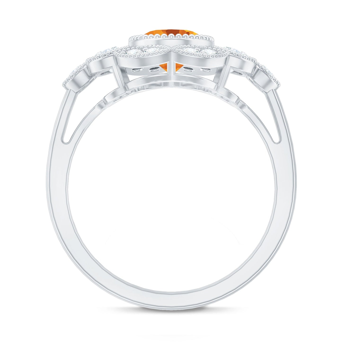 Vintage Looking Citrine Huge Engagement Ring with Moissanite