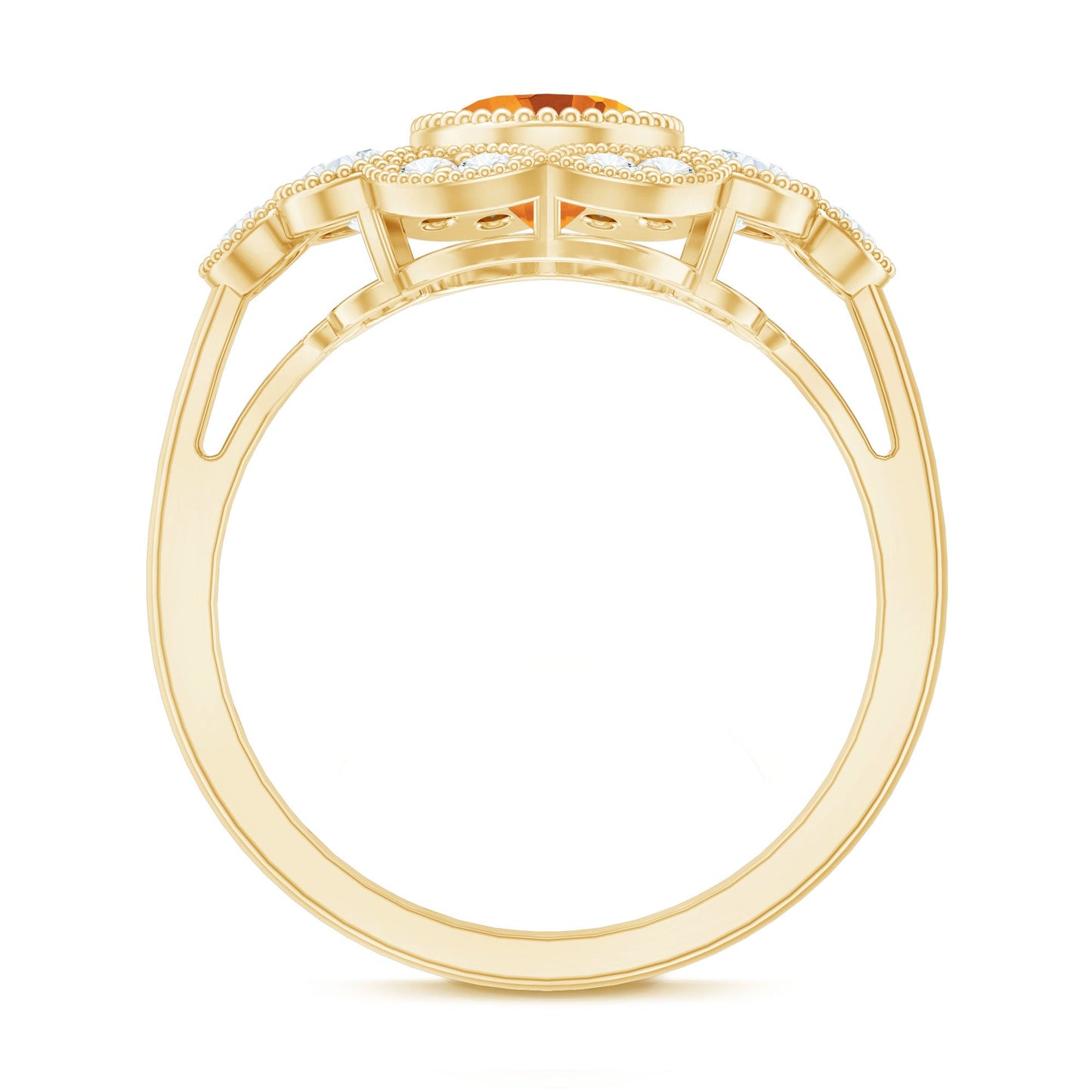 Vintage Looking Citrine Huge Engagement Ring with Moissanite