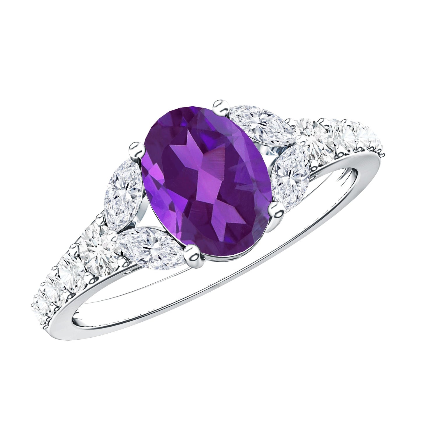 Statement Amethyst Engagement Ring with Moissanite