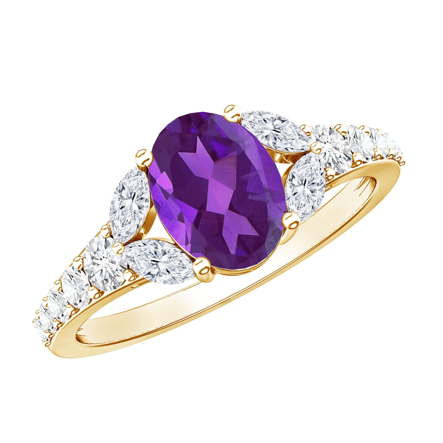 Statement Amethyst Engagement Ring with Moissanite