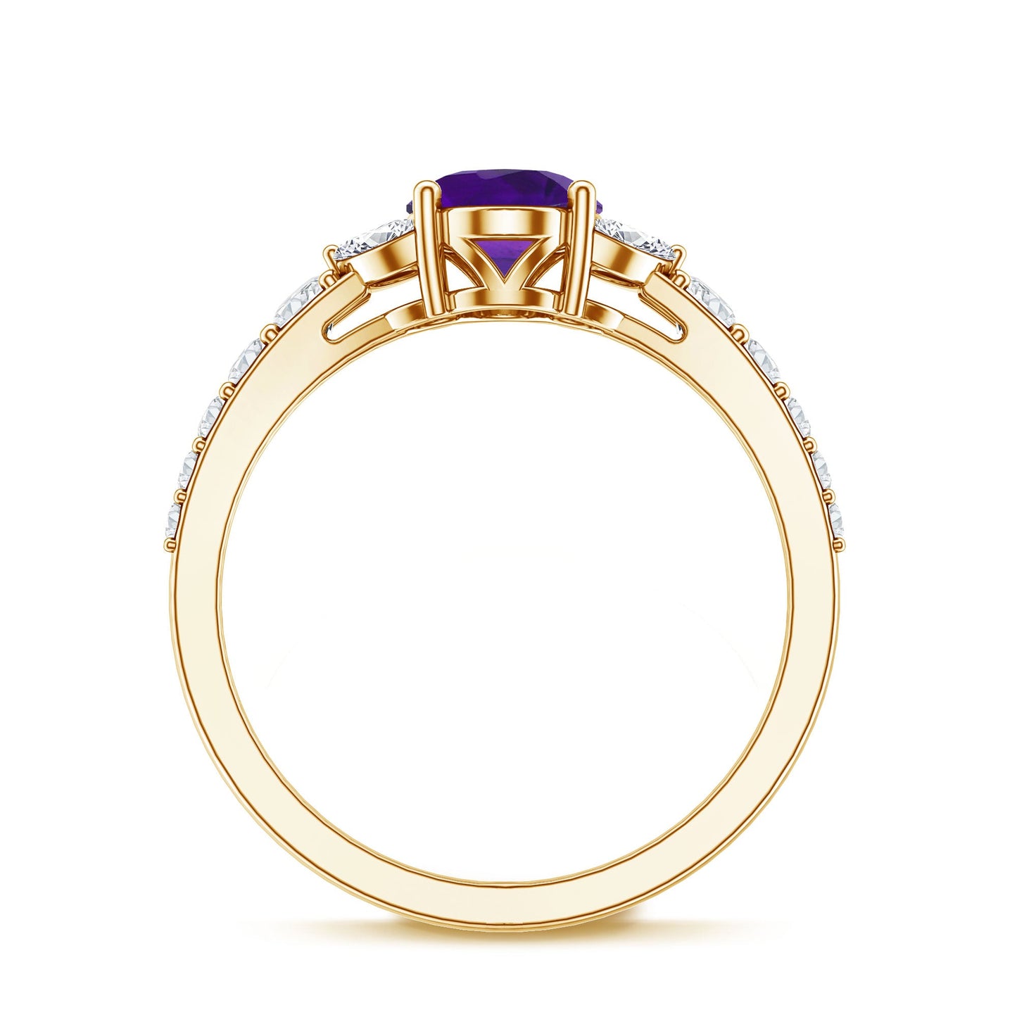 Statement Amethyst Engagement Ring with Moissanite