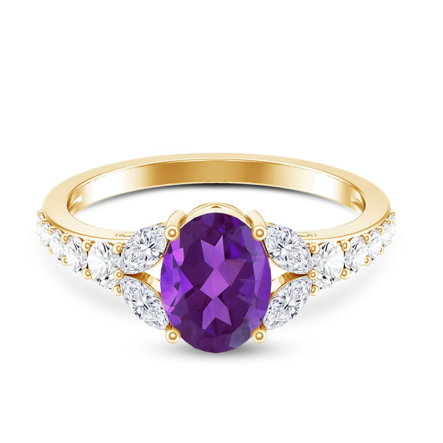 Statement Amethyst Engagement Ring with Moissanite