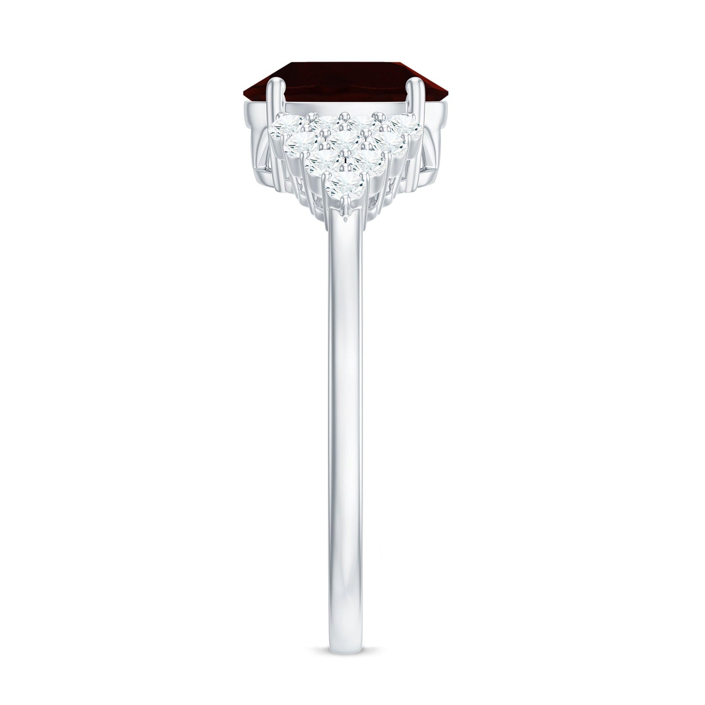 Certified Real 6X8mm Garnet Oval Engagement Ring with Diamond