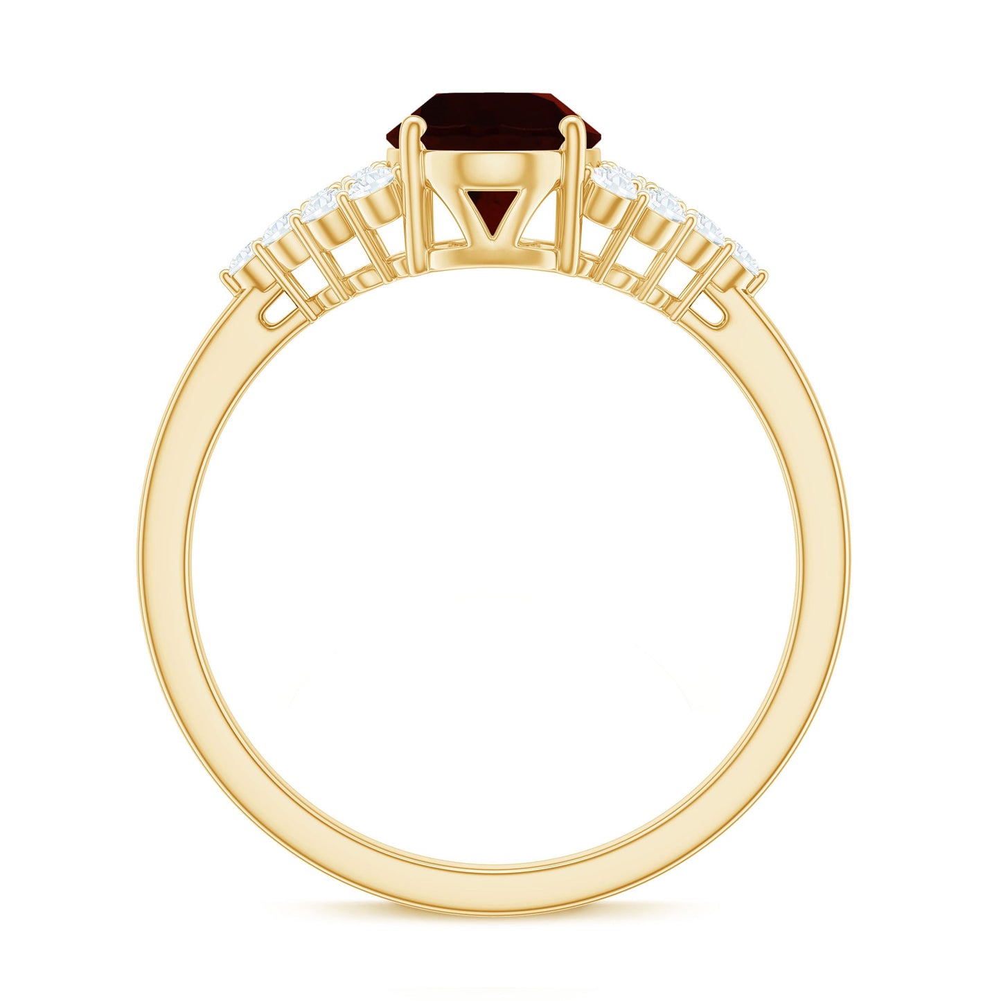 Certified Real 6X8mm Garnet Oval Engagement Ring with Diamond