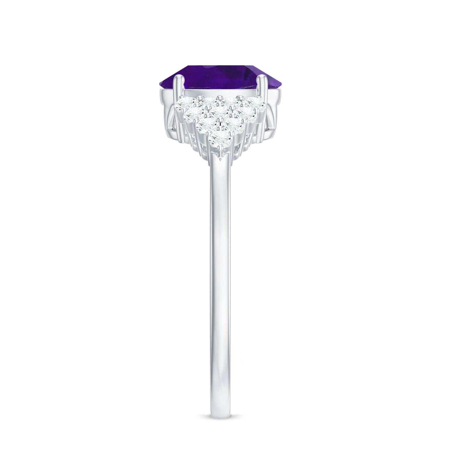 Classic Amethyst and Diamond Engagement Ring