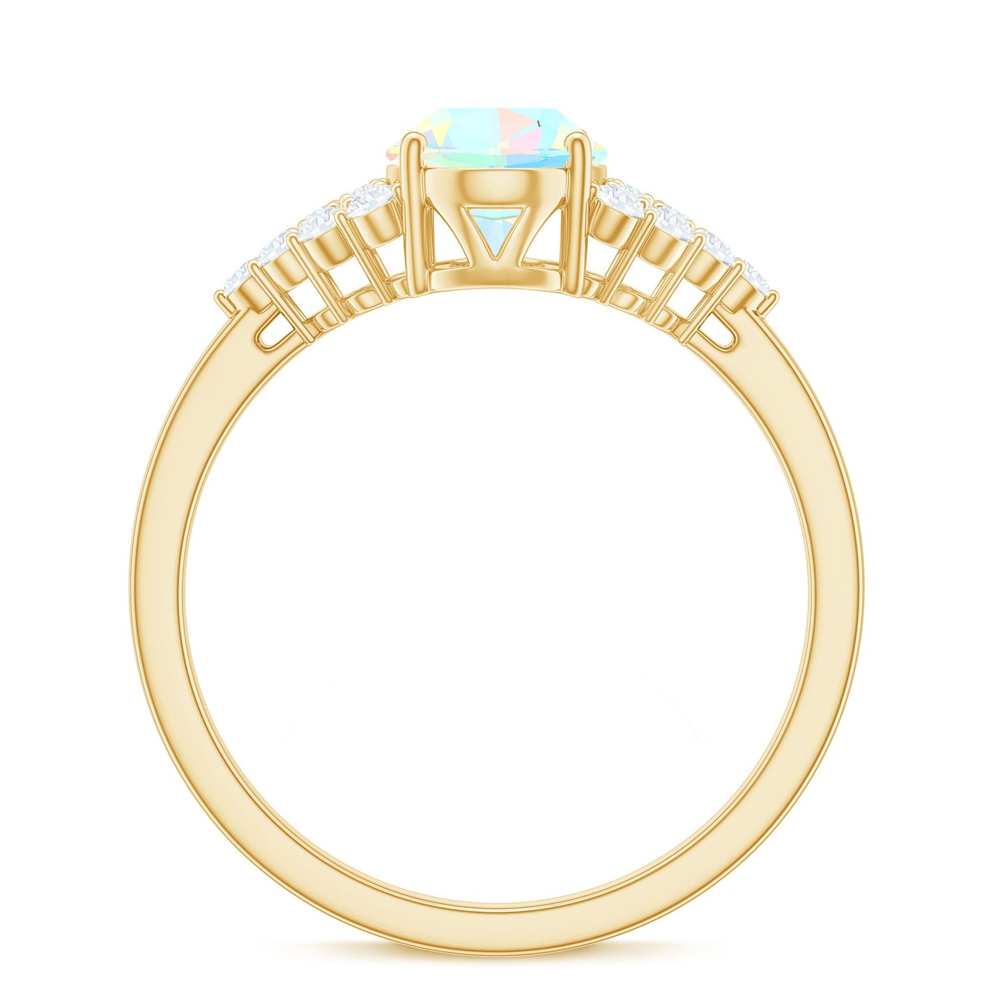 Certified 6X8mm Ethiopian Opal Oval Engagement Ring with Diamond