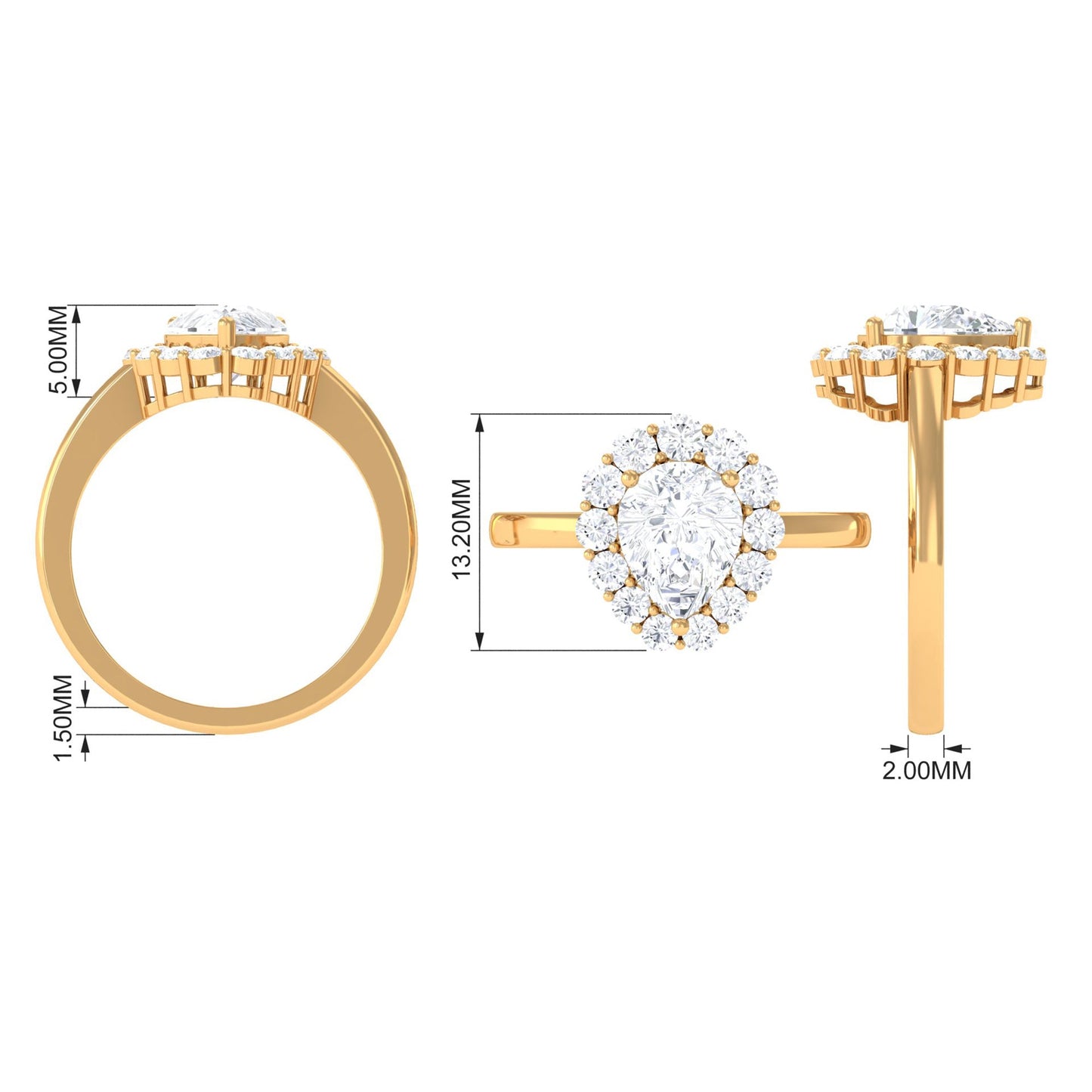 Zircon Teardrop Vintage Inspired Engagement Ring