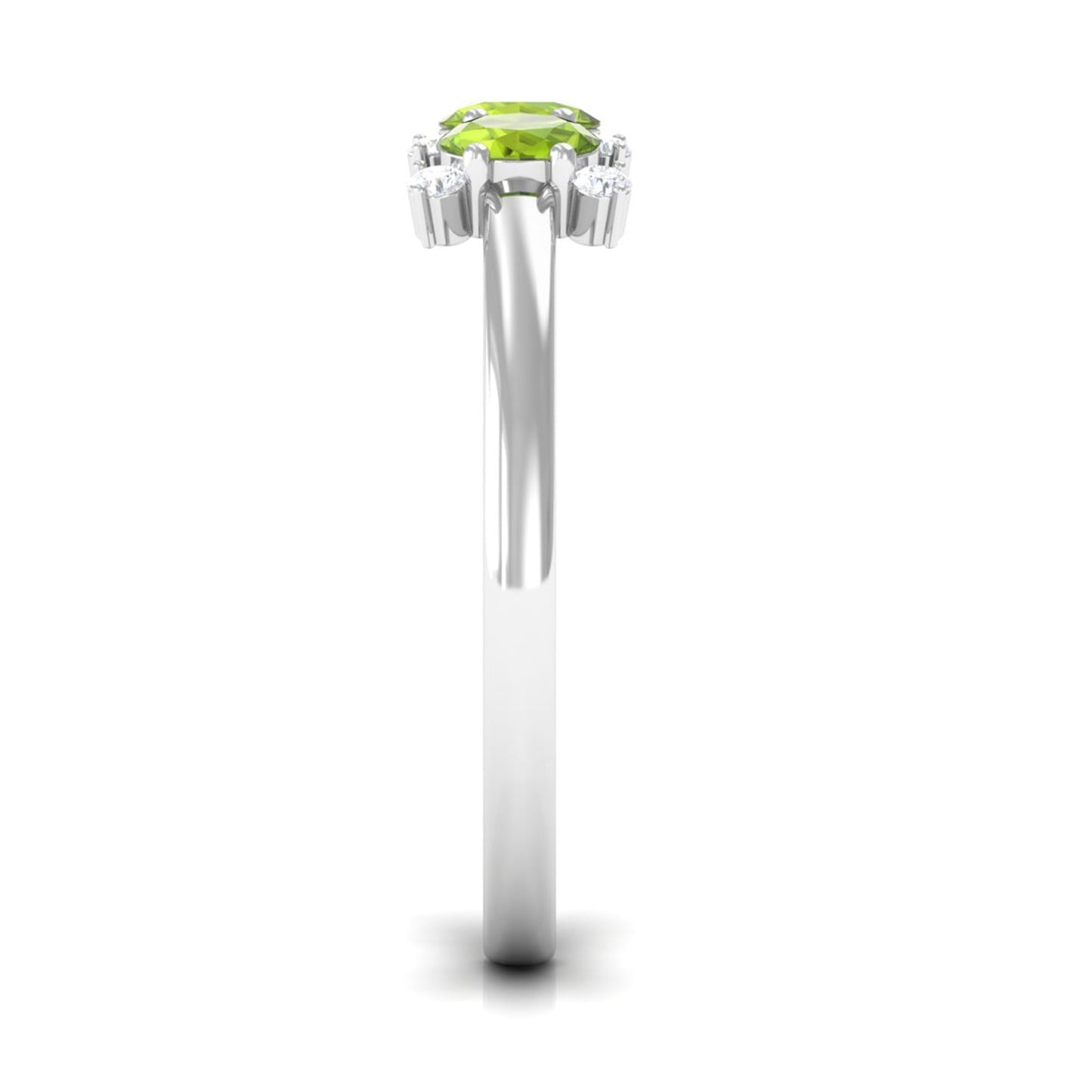 3/4 CT Oval Cut Peridot Three Stone Ring with Diamond Stones