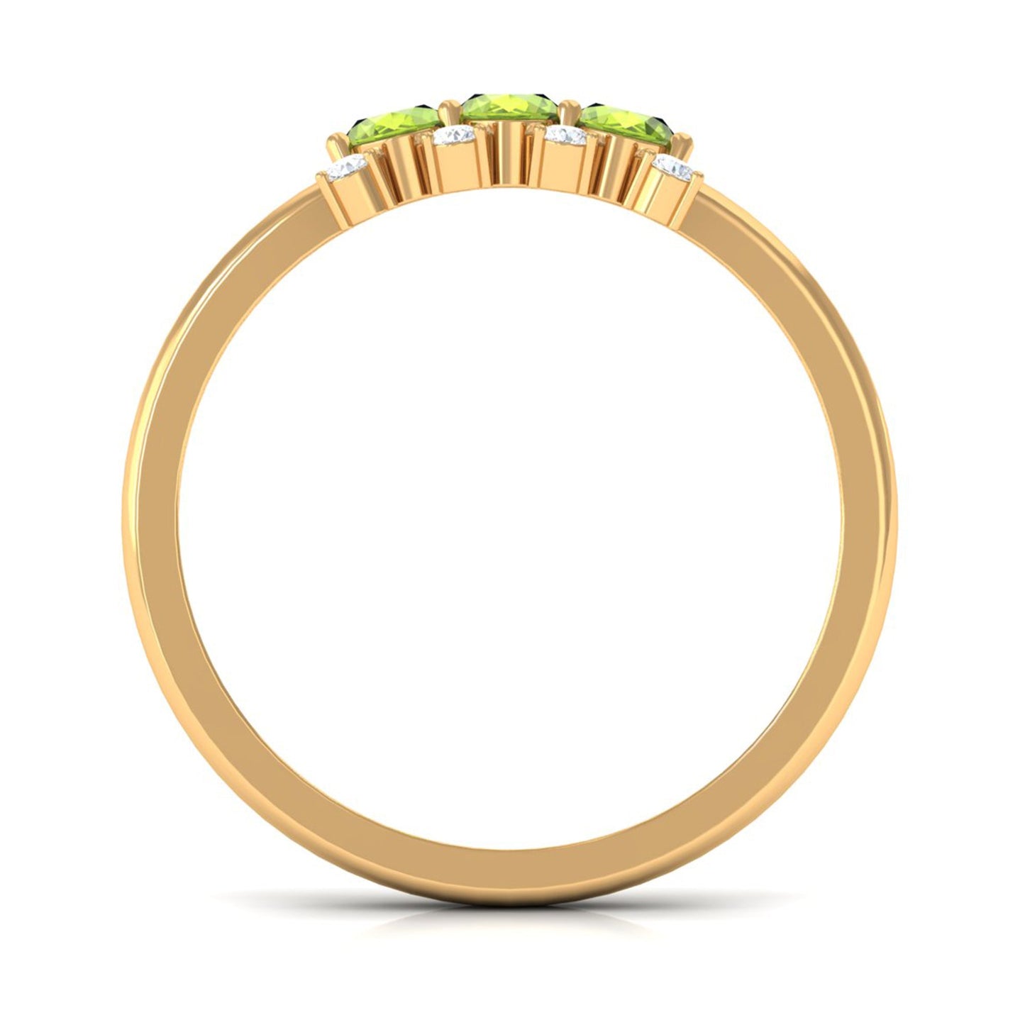 3/4 CT Oval Cut Peridot Three Stone Ring with Diamond Stones